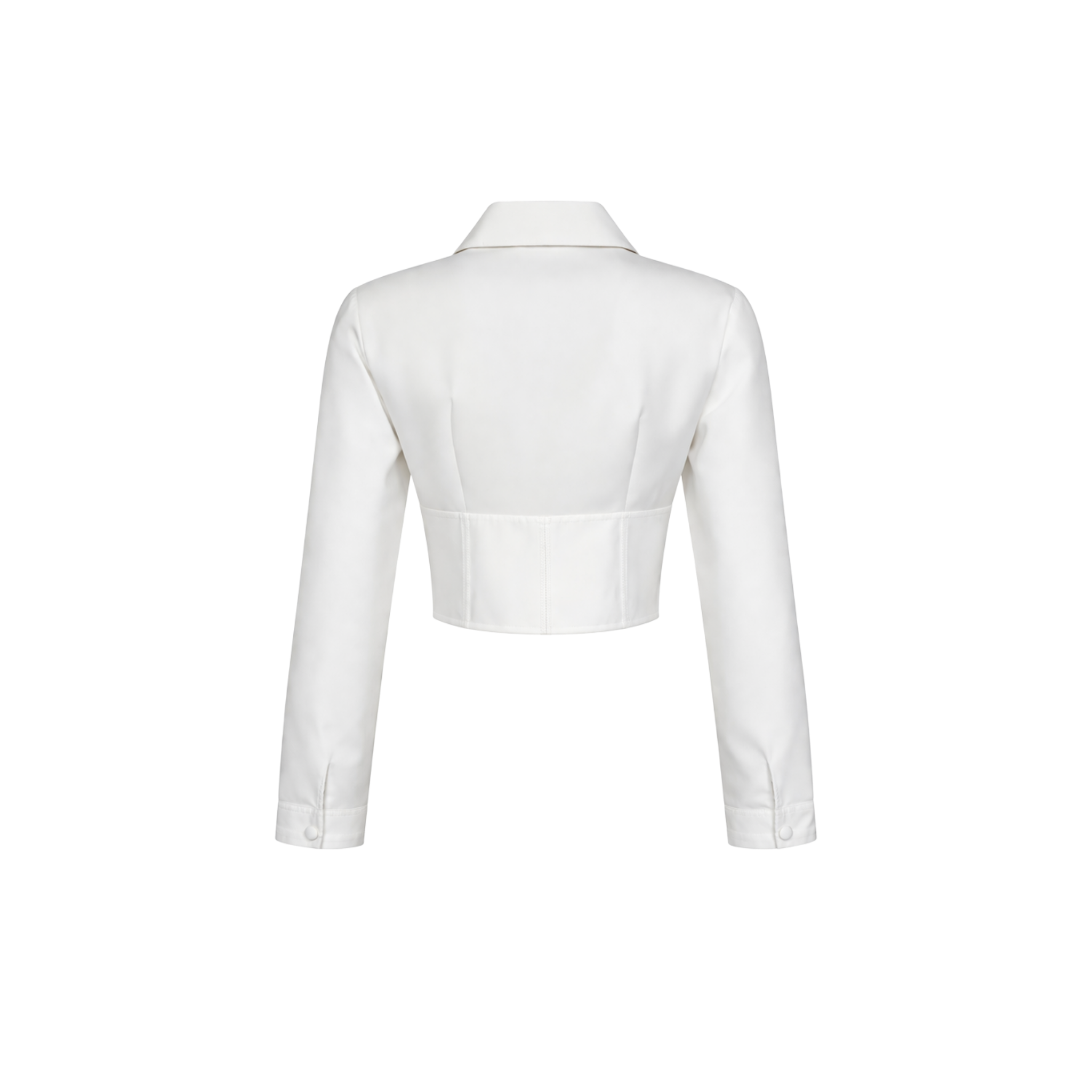 FITTED AT THE WAIST CUT-OUT DESIGN COLLAR SHIRT WHITE