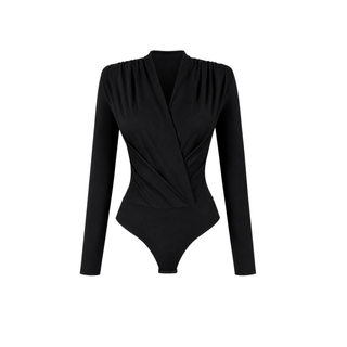 LUNA KRUVAZE YAKA  BODYSUIT SİYAH