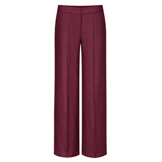 %100 KETEN BLUZ VE PANTOLON TAKIM BORDO