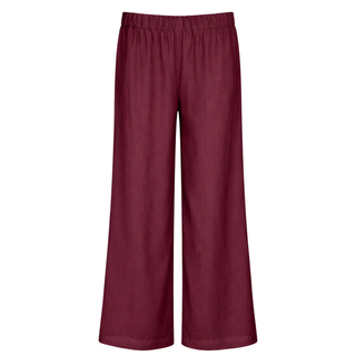%100 KETEN BLUZ VE PANTOLON TAKIM BORDO