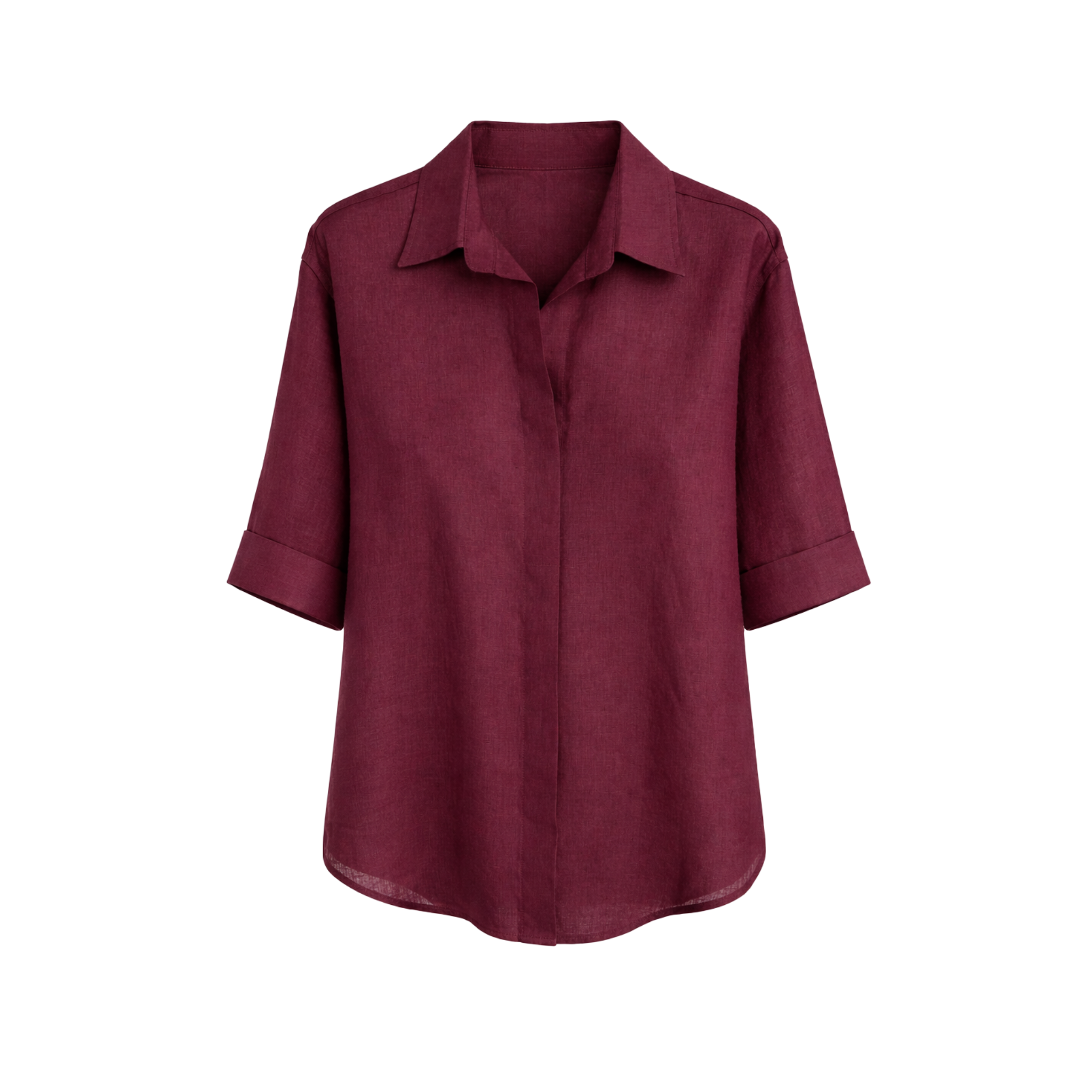 100% LINEN BLOUSE AND TROUSERS SET BURGUNDY