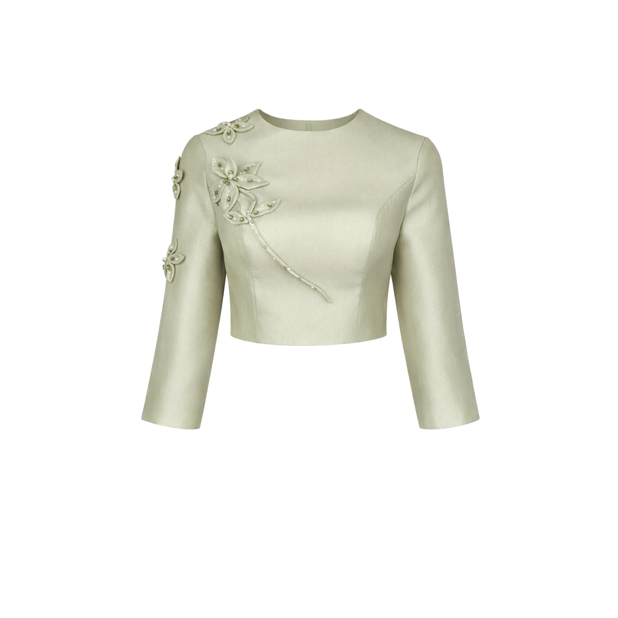 FLORAL APPLIQUÉ A-LINE SKIRT AND BLOUSE SET MINT