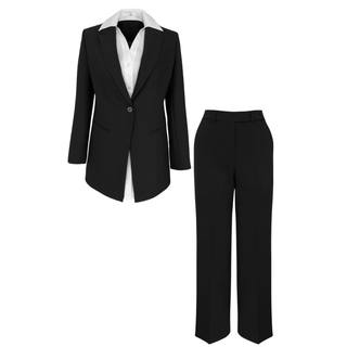 DETACHABLE SHIRT DETAIL SUIT BLACK