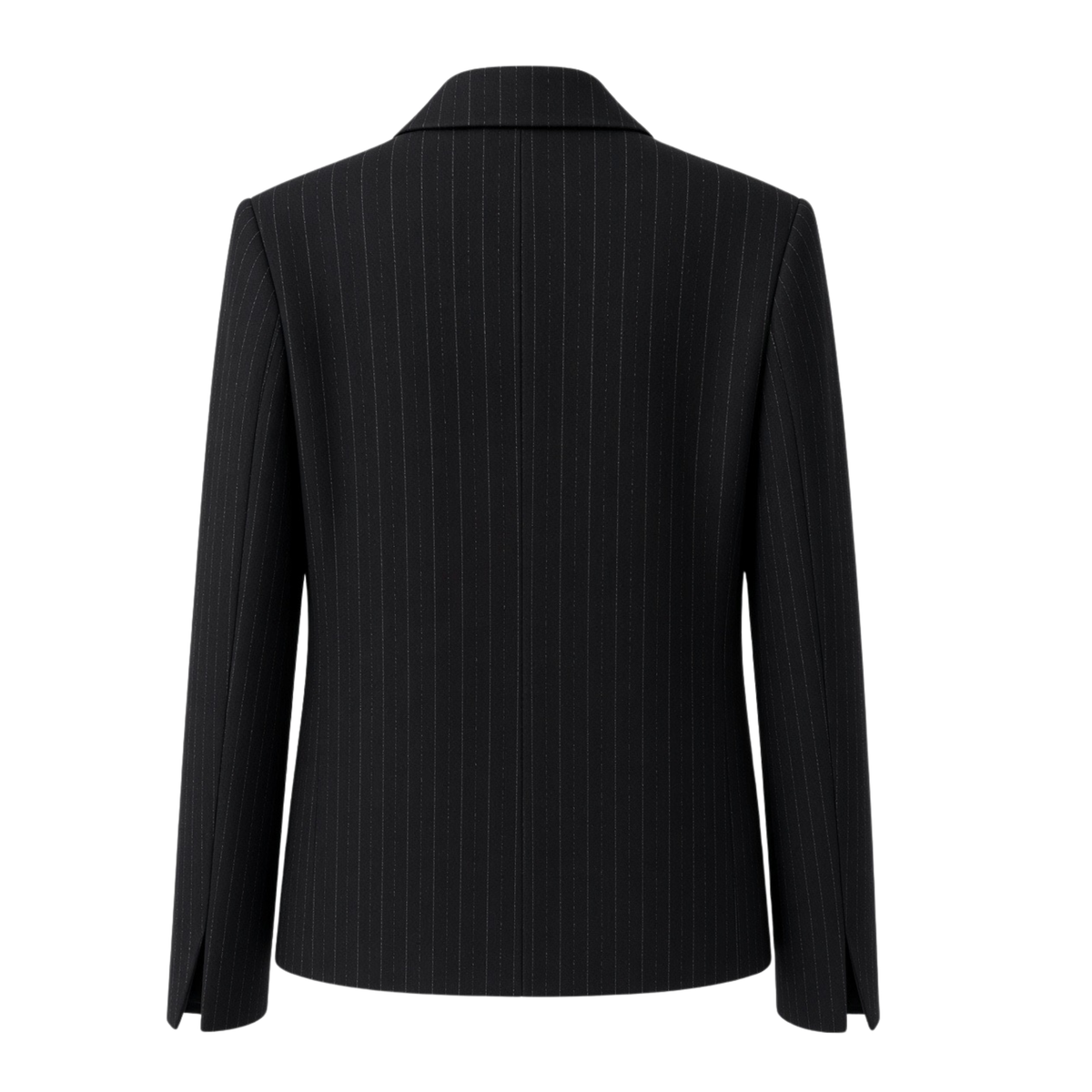 PINSTRIPE JACKET AND TROUSER SUIT BLACK