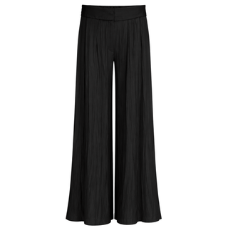 CRUSH EFEKTLİ YÜKSEK BEL RAHAT KESİM PANTOLON SİYAH