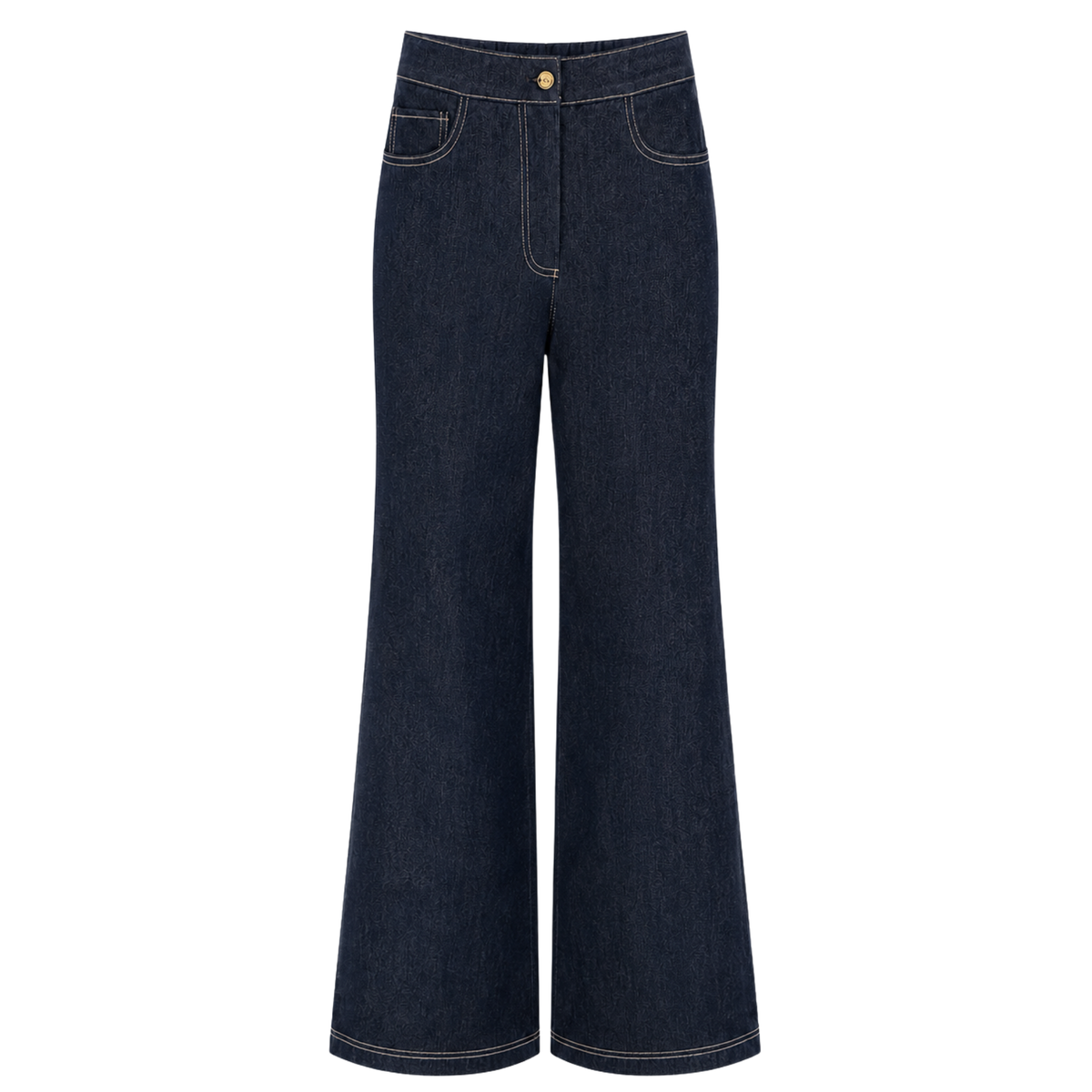 BELT DETAIL DENIM VEST AND TROUSERS SET INDIGO