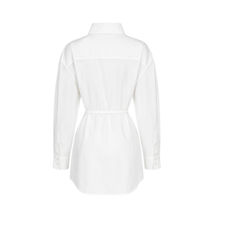 DİK YAKA BELİ BAĞLAMALI COTTON GÖMLEK BEYAZ