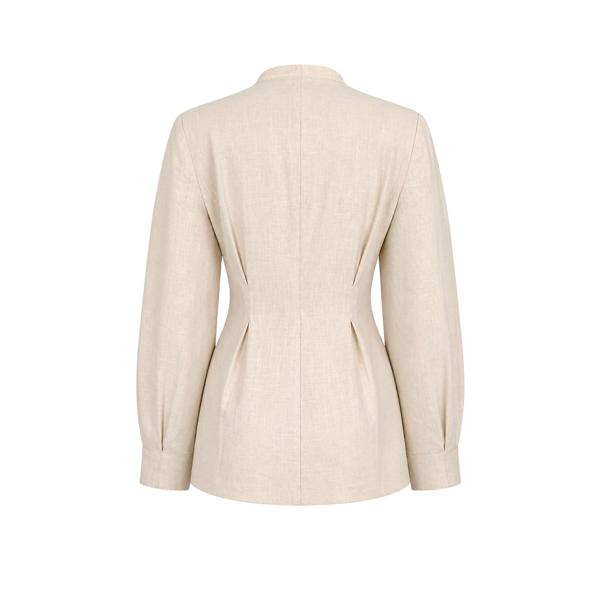 HIGH NECK WAIST-DEFINING LINEN SET STONE