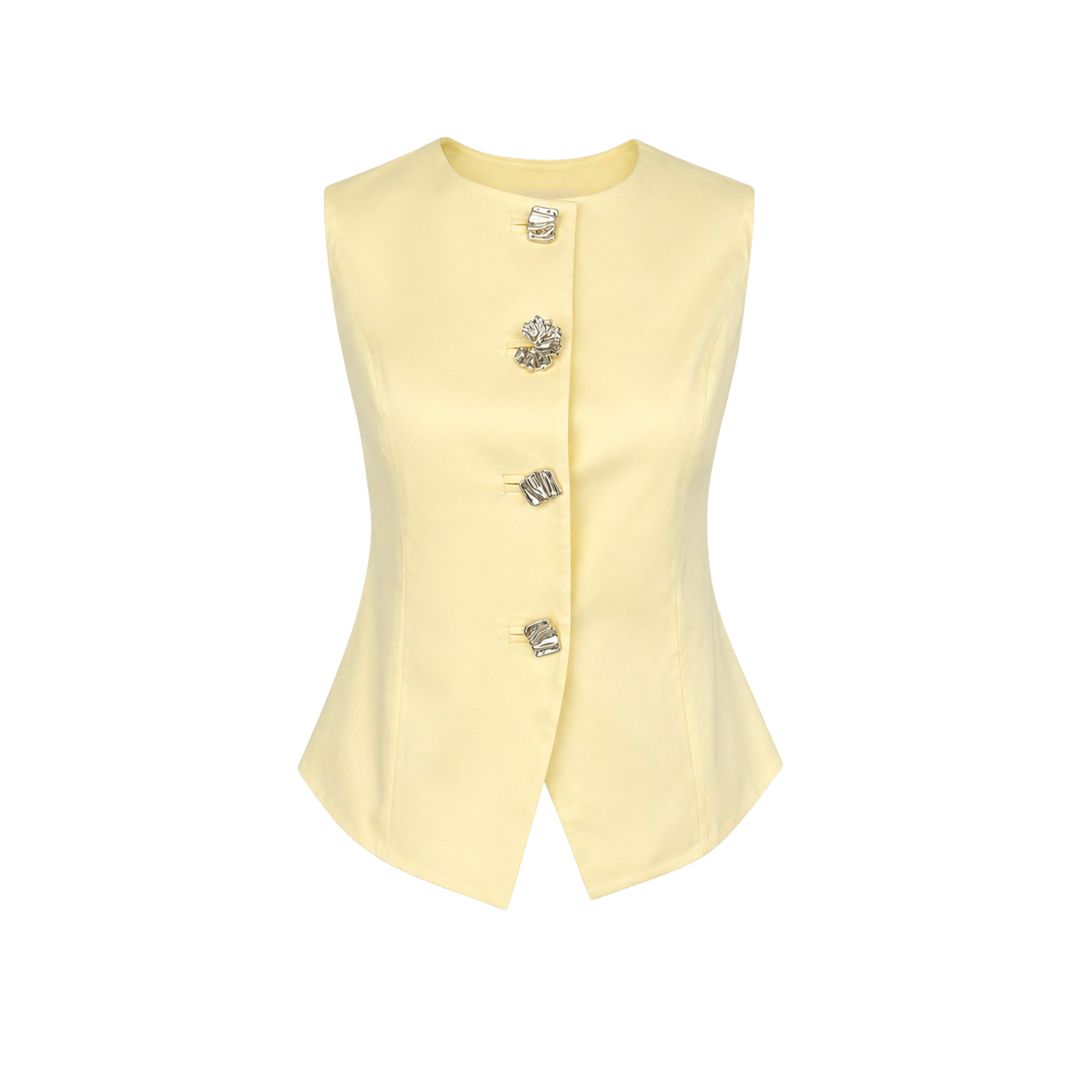 BUTTON DETAIL COTTON VEST AND TROUSERS SET YELLOW