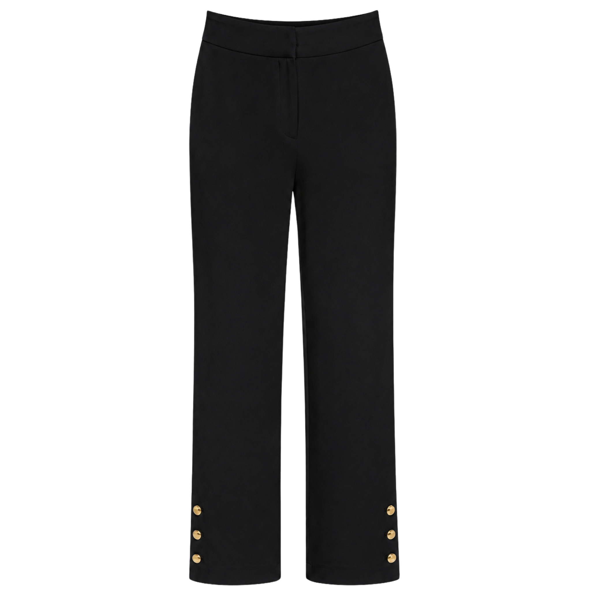 GOLD BUTTON DETAIL TROUSERS BLACK