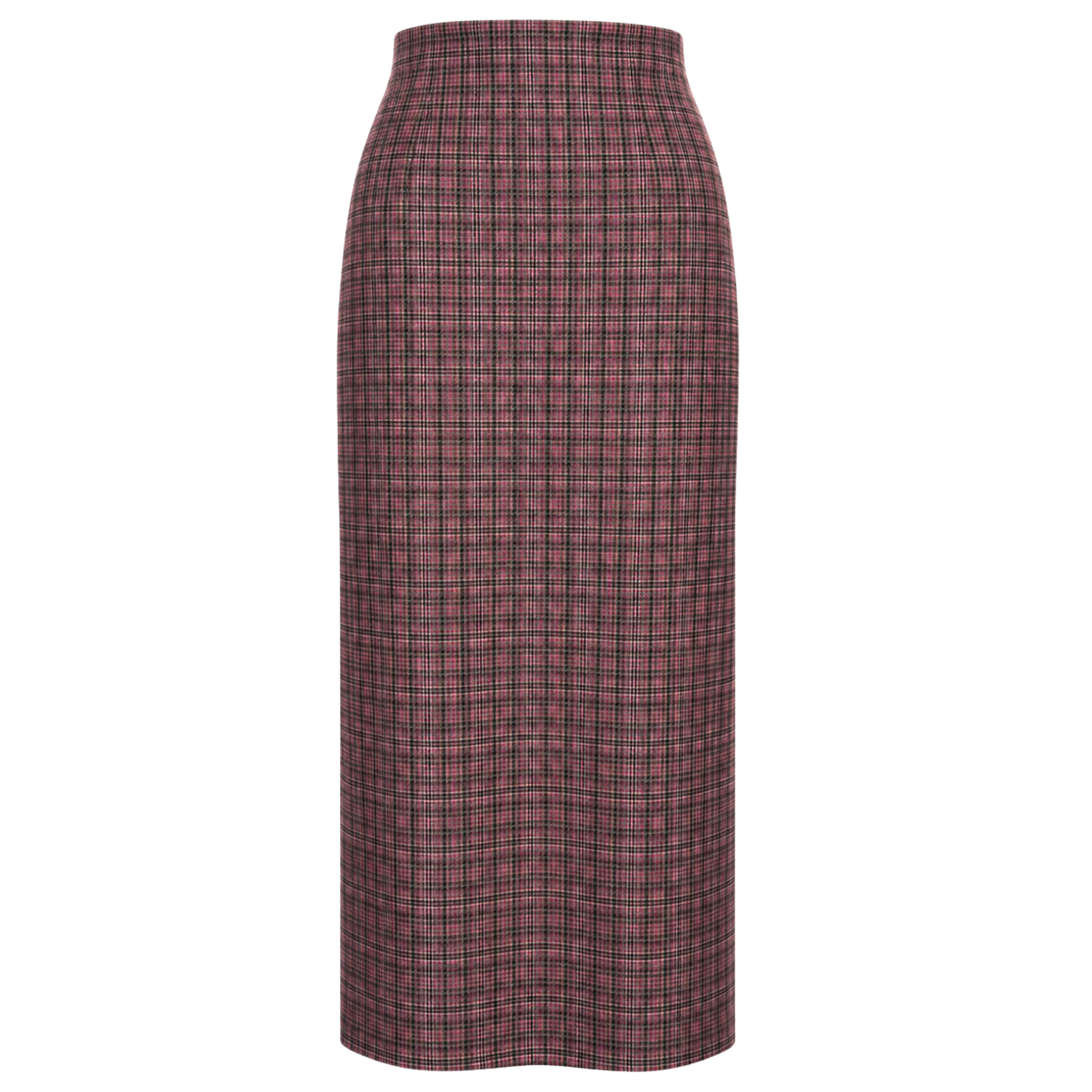 SIDE SLIT CHECK PATTERN DRAPED SKIRT BURGUNDY