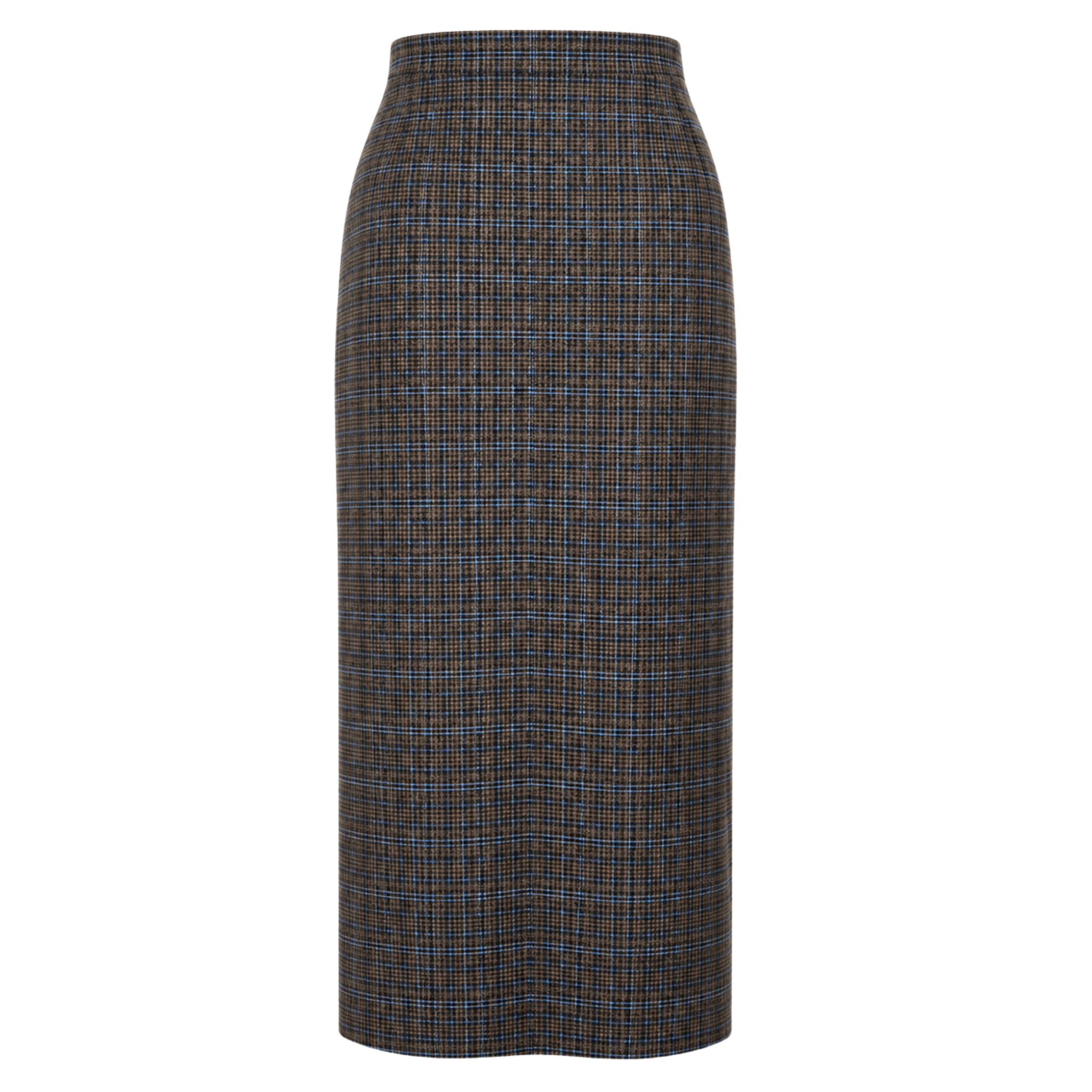 SIDE SLIT CHECK PATTERN DRAPED SKIRT BLUE