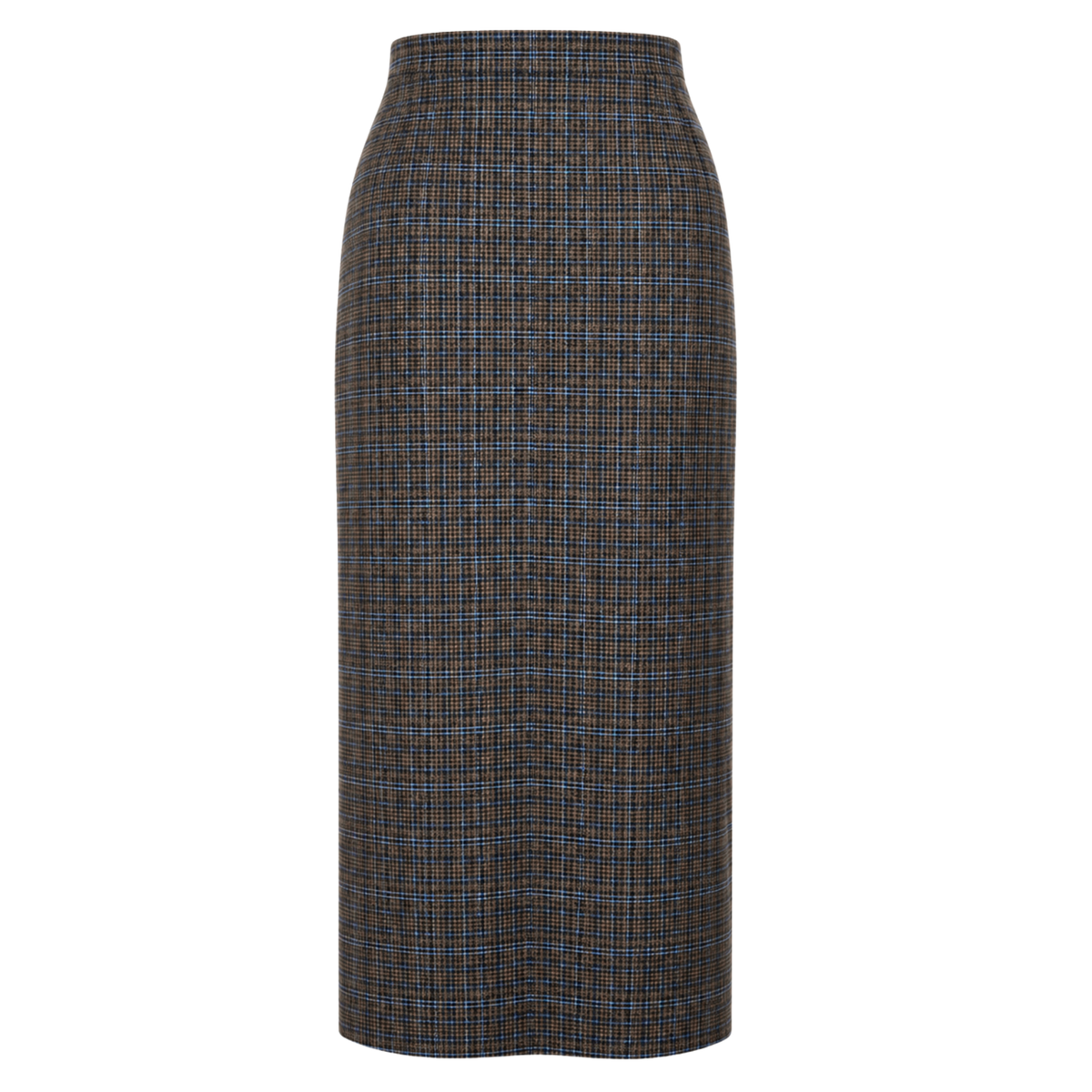 SIDE SLIT CHECK PATTERN DRAPED SKIRT BLUE