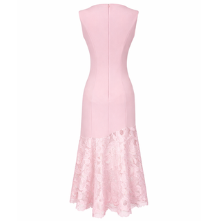 ETEĞİ GÜPÜR DETAY ELBİSE PEMBE