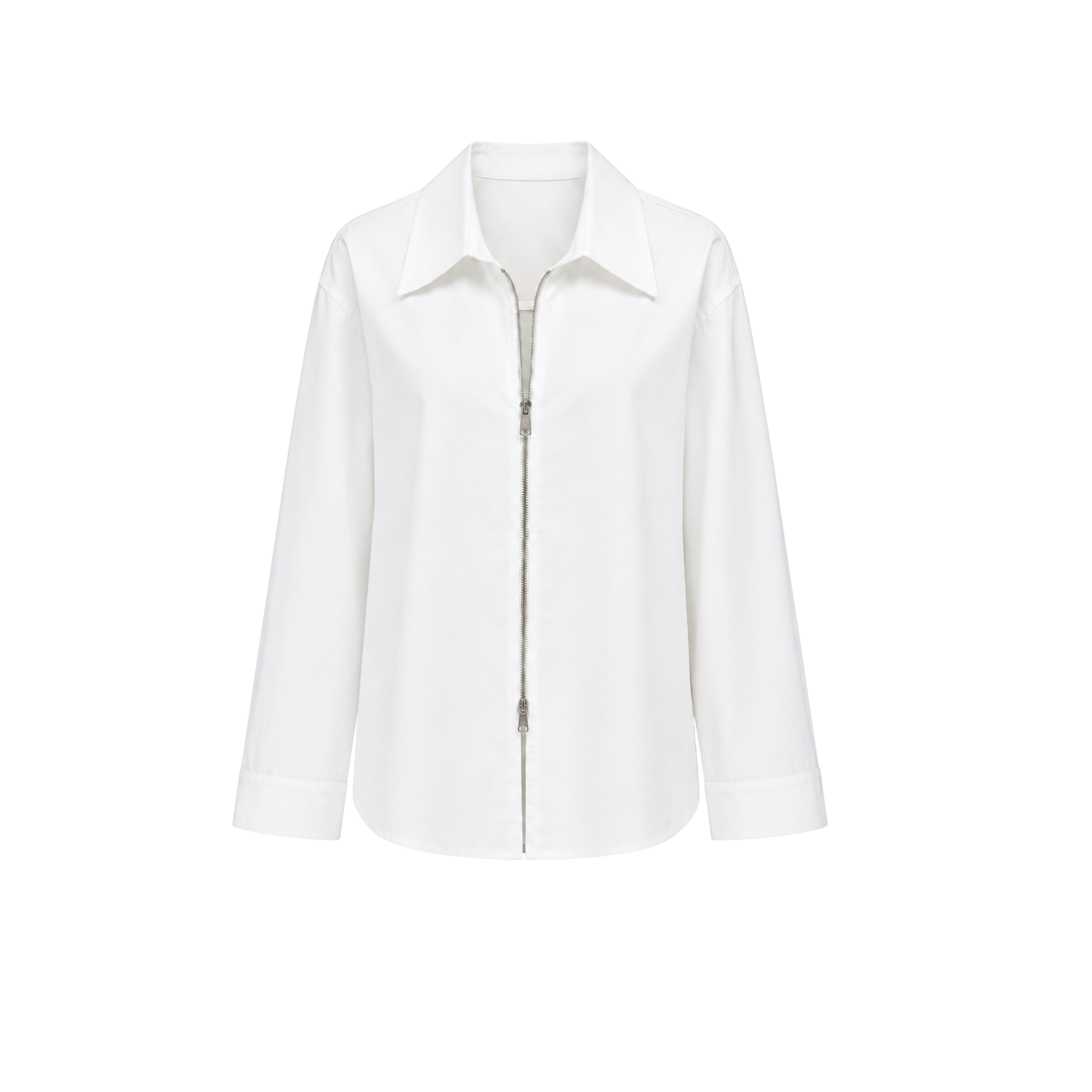 ZIP DETAIL OVERSIZED COTTON SHIRT WHITE
