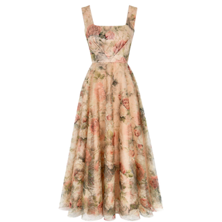 FLORAL DESEN KLOŞ MODEL JAKARLI ELBİSE