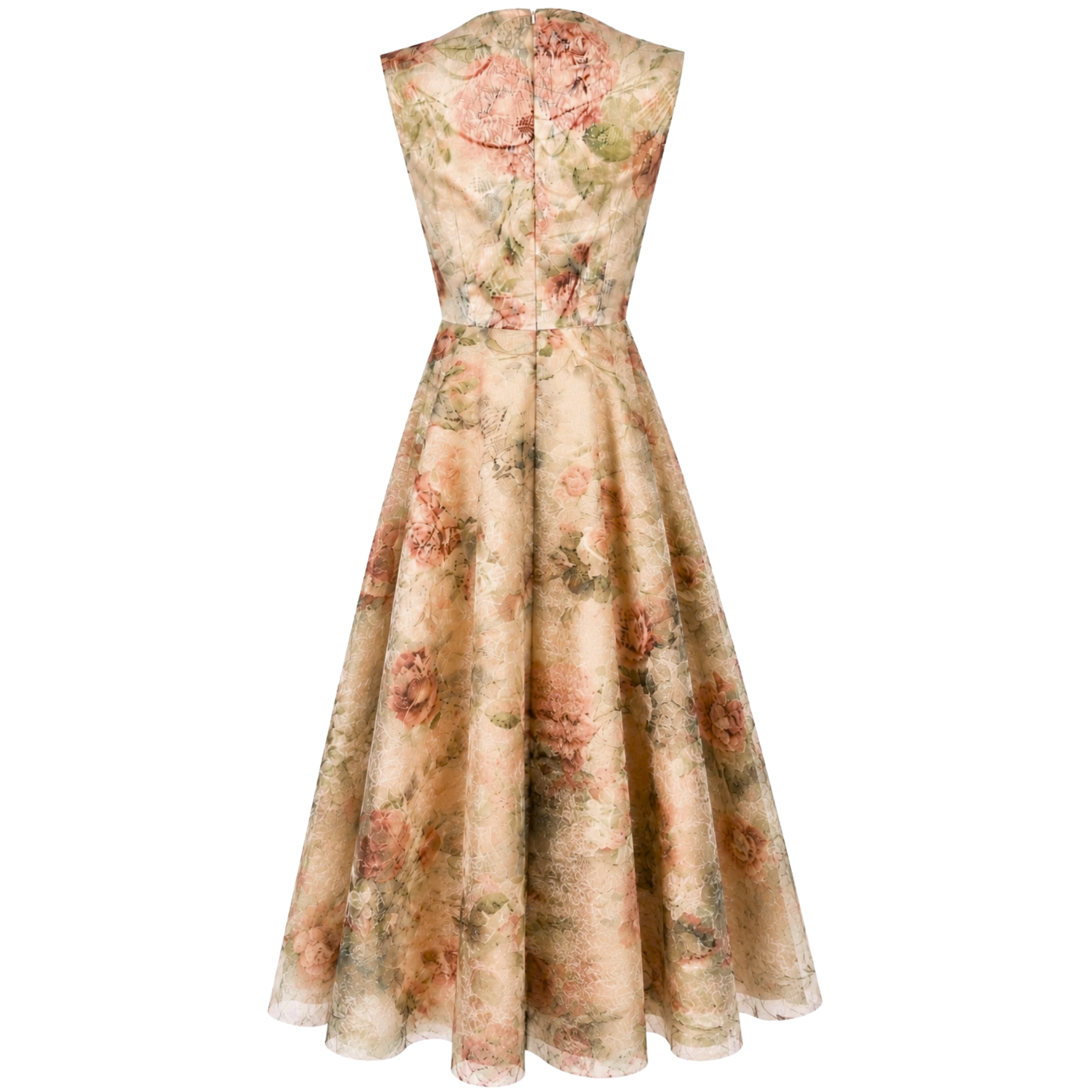 FLORAL PRINT A-LINE STYLE JACQUARD DRESS