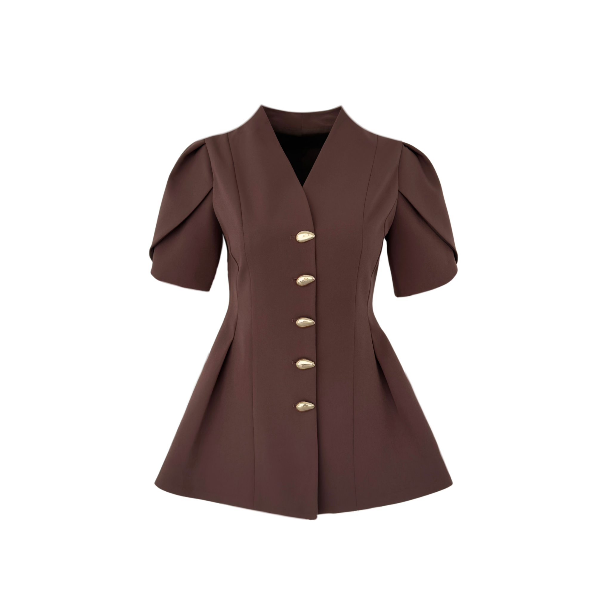 GOLD BUTTONS SHORT SLEEVE SET BROWN
