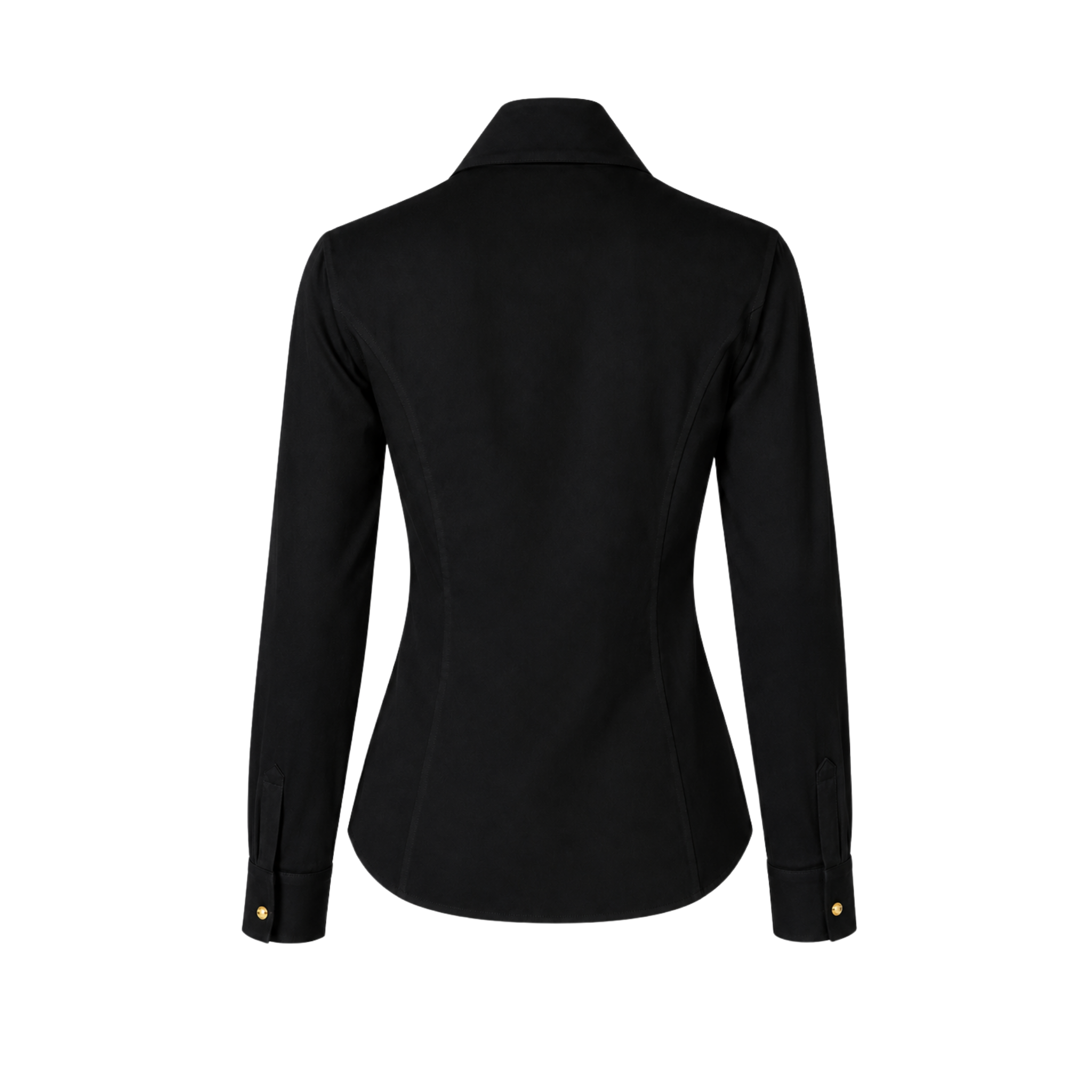 GOLD BUTTONS SLIM FIT COTTON SHIRT BLACK