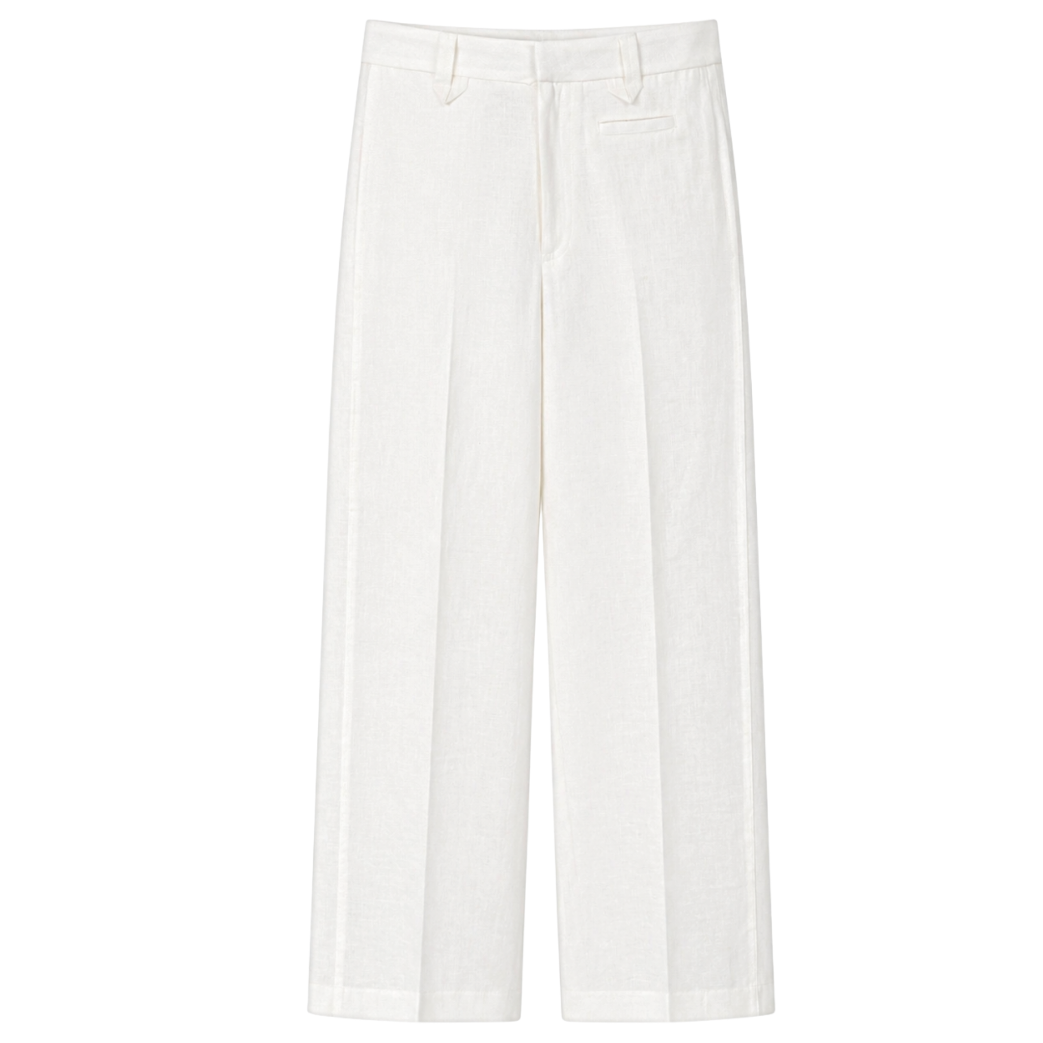 GUIPURE DETAIL 100% LINEN VEST AND TROUSERS SET ECRU