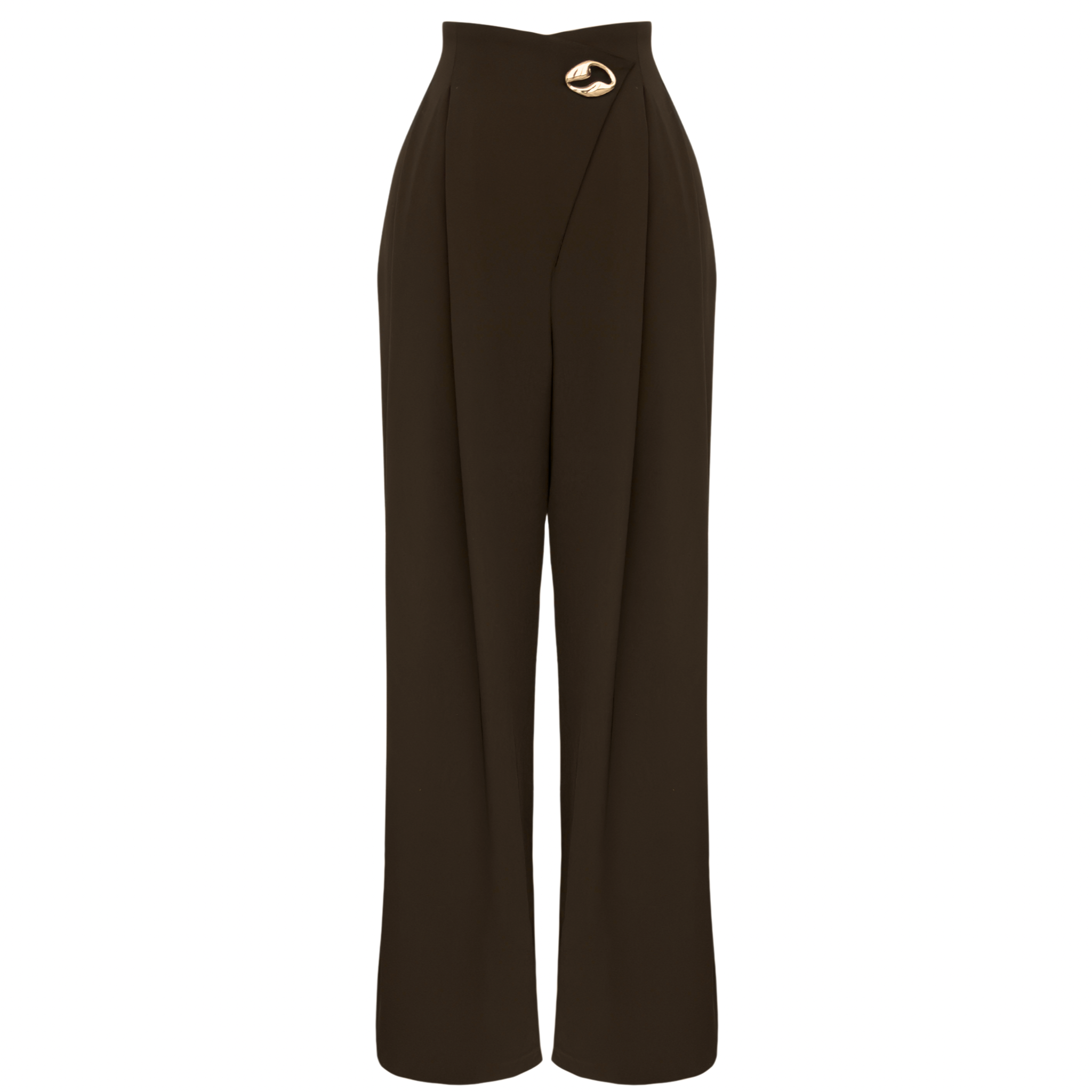 BELİ KRUVAZE MODEL GENİŞ PAÇA PANTOLON KAHVE