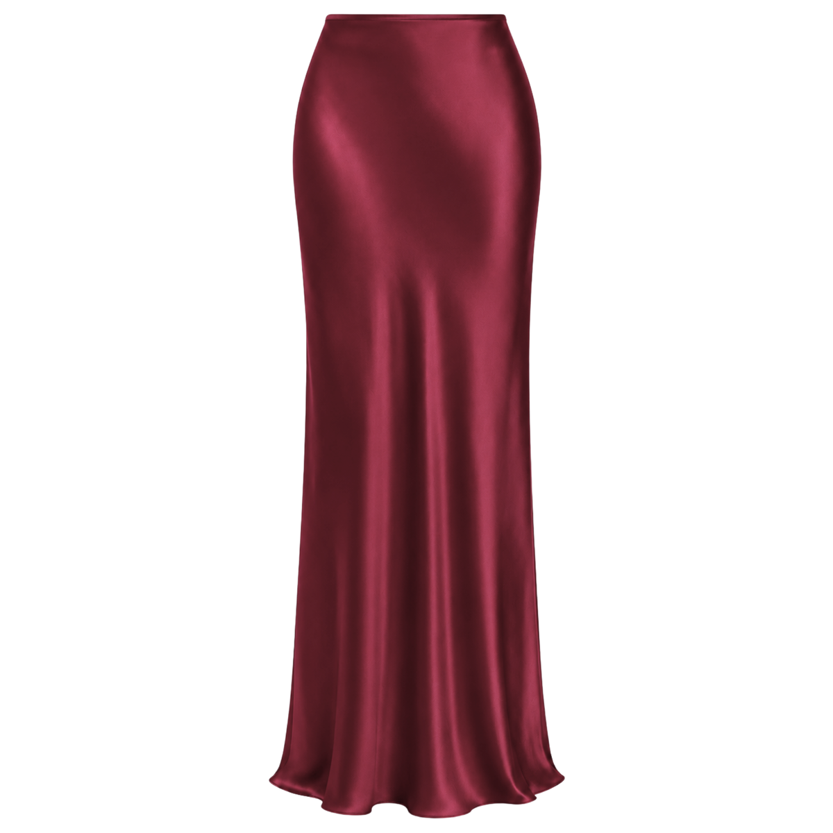 MAXI LENGTH SATIN SKIRT WITH ELASTIC WAISTBAND BURGUNDY