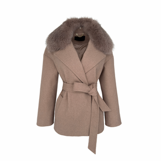 DOUBLE-BREASTED MINK COAT WITH REMOVABLE FUR LINER