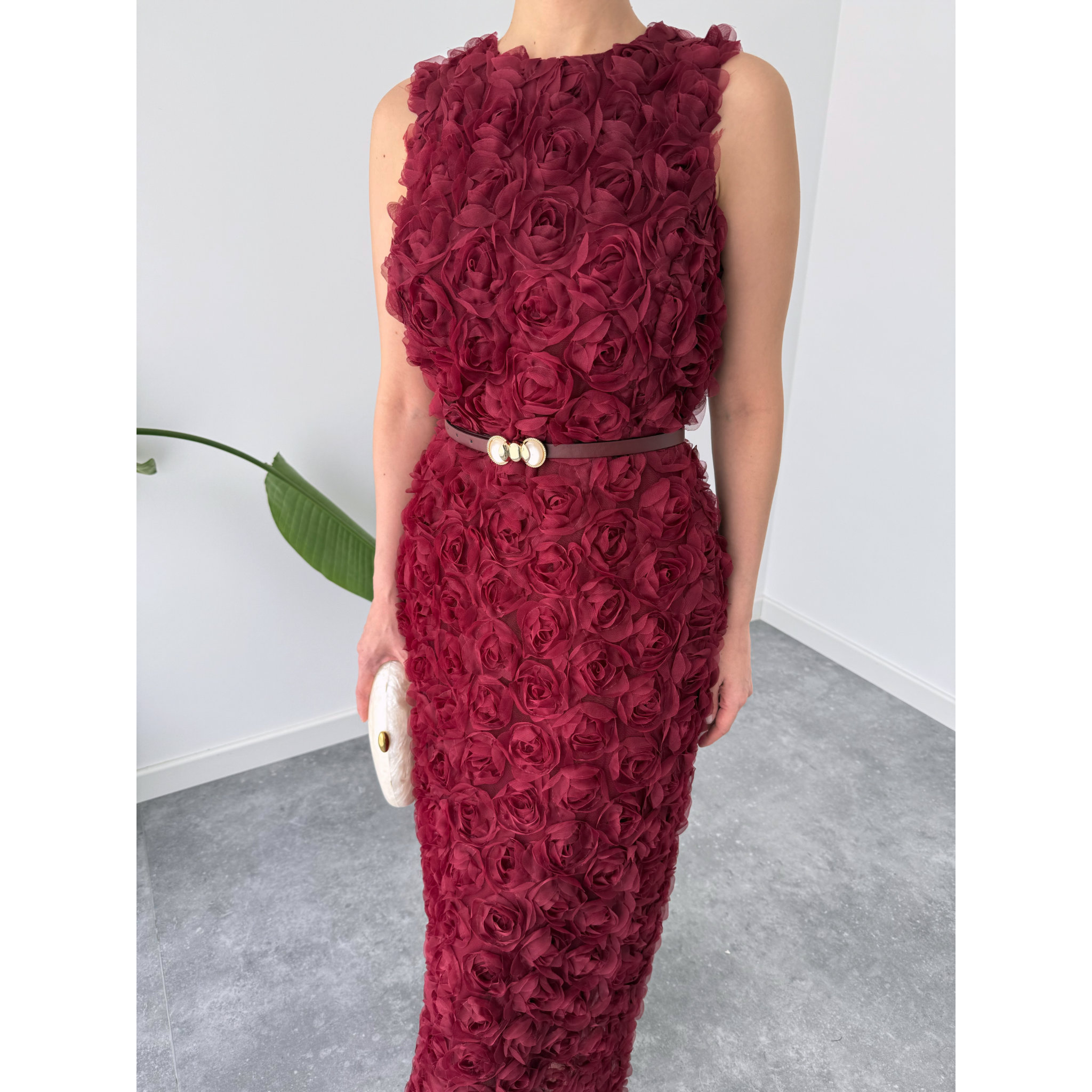 ROSALIE DESIGN DRESS BURGUNDY