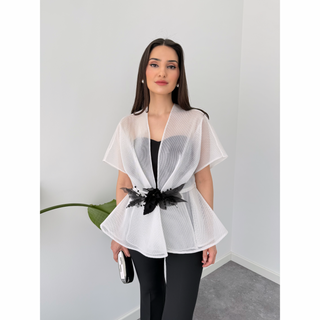TRANSPARAN CEKETLİ TAKIM BEYAZ