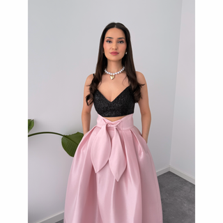 TİANA TAFTA KUMAŞ ETEK PEMBE