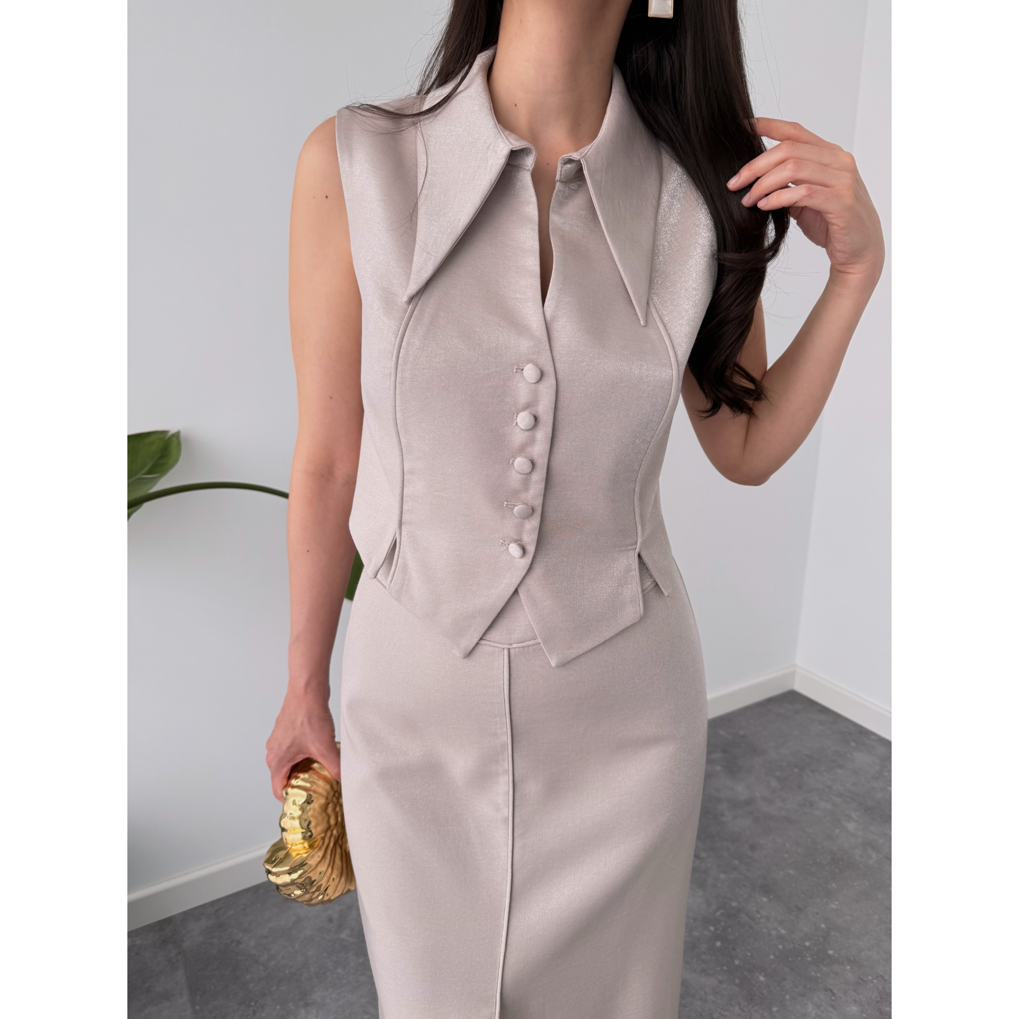 NOA SPARKLE VEST STONE