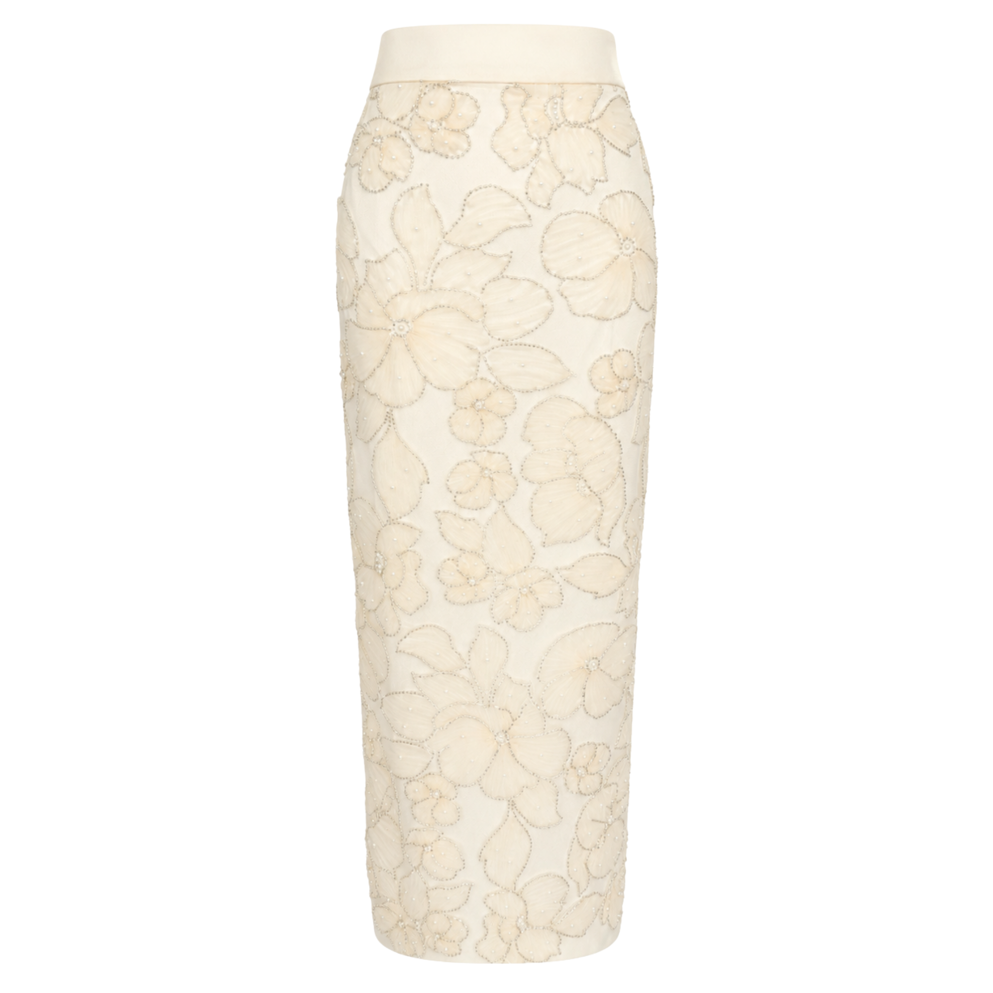 EMBROIDERY DETAIL PENCIL SKIRT AND JACKET SET ECRU