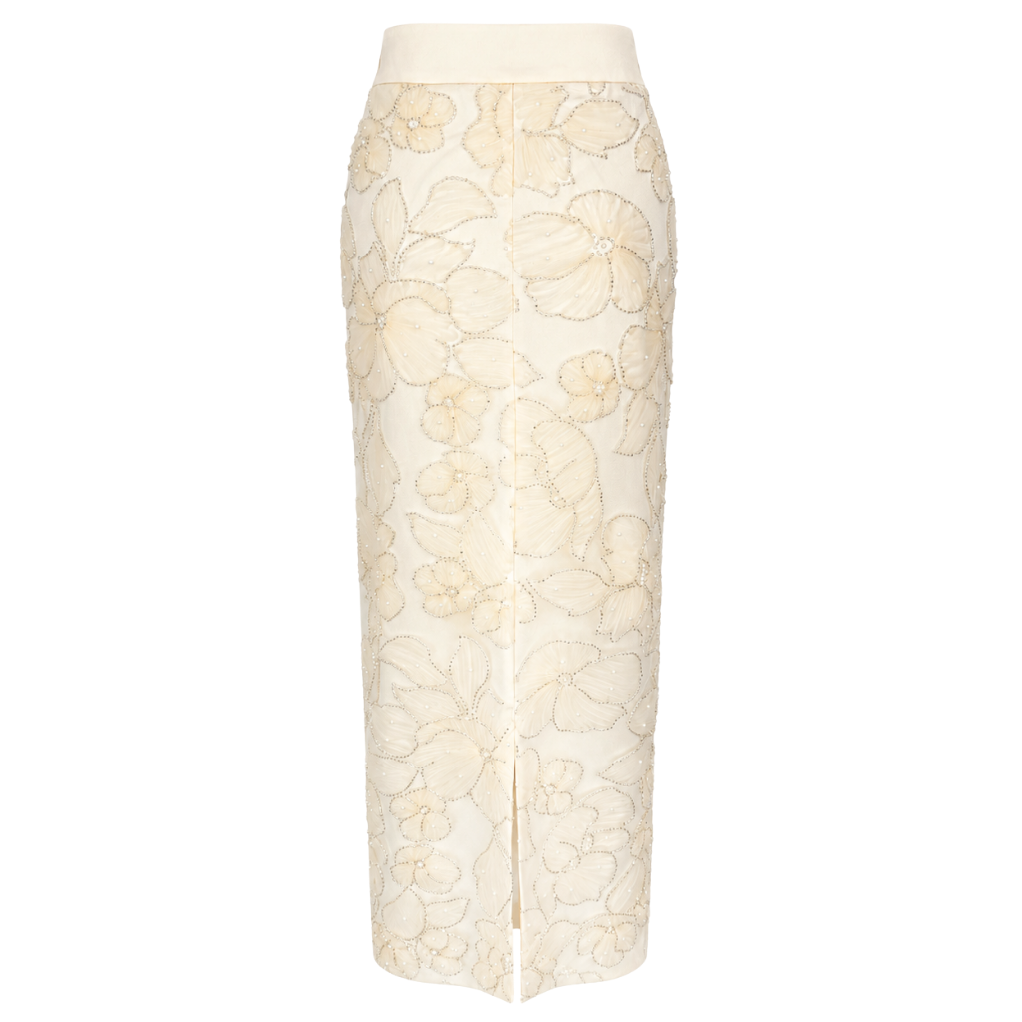EMBROIDERY DETAIL PENCIL SKIRT AND JACKET SET ECRU