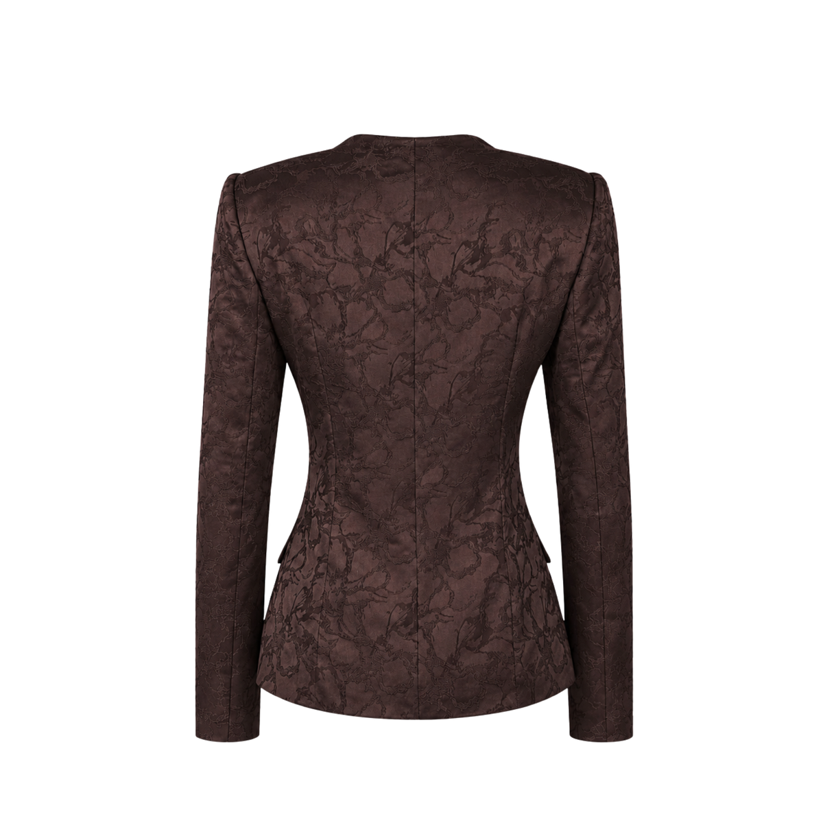 BUTTON DETAIL JACQUARD SATIN JACKET BEIGE
