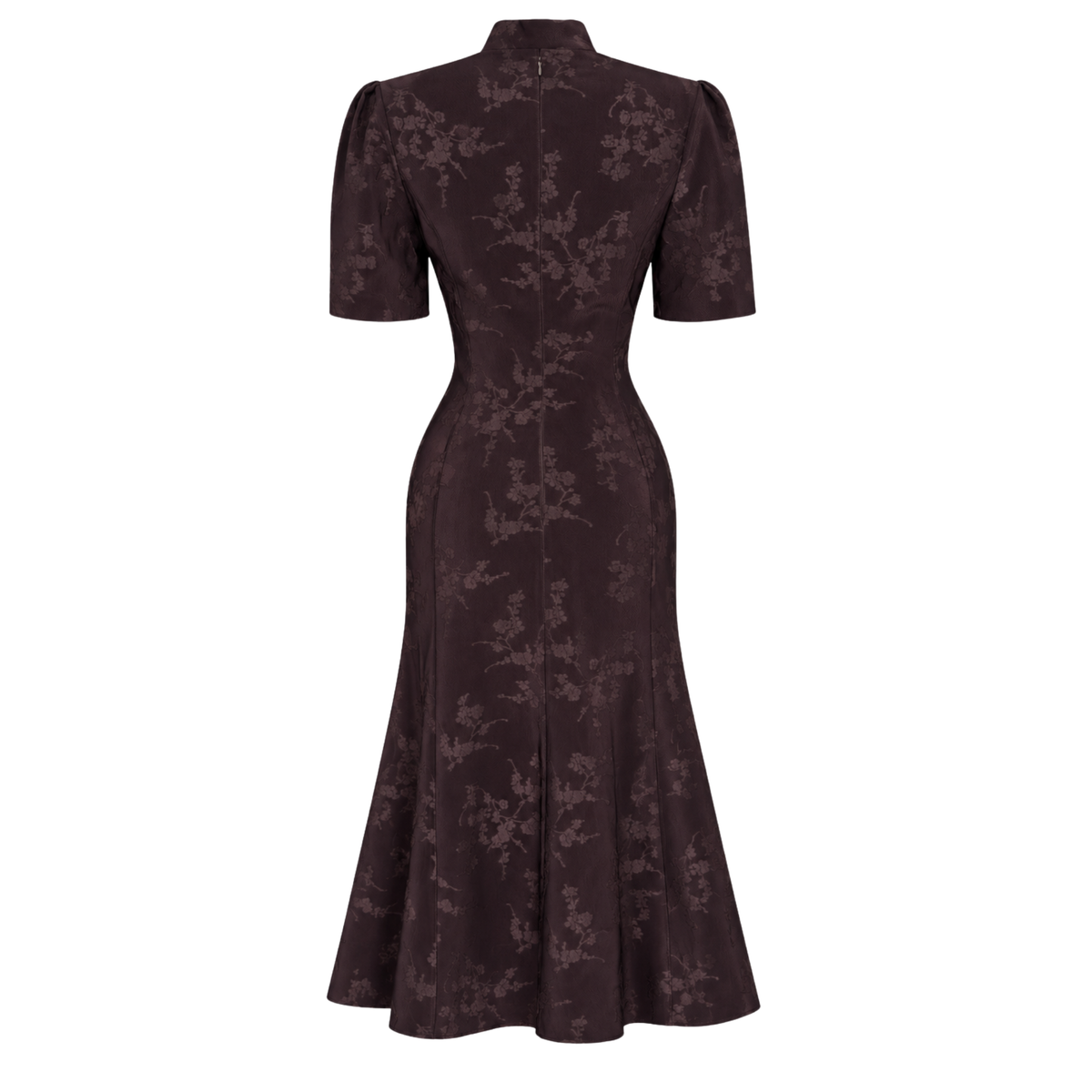 BUTTON DETAIL JACQUARD DRESS BROWN