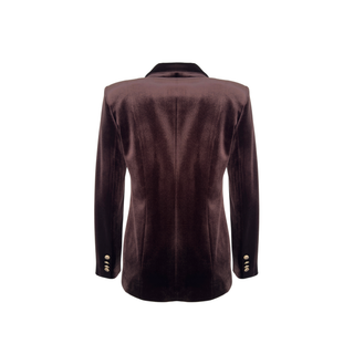 GOLD BUTTONED VELVET SET, COFFEE