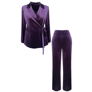 DOUBLE-BREASTED VELVET SET, PURPLE