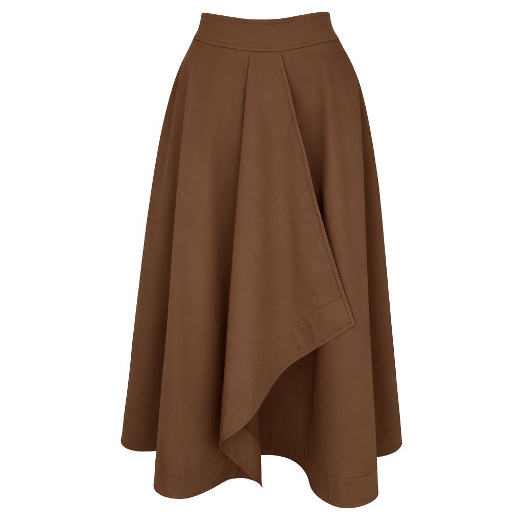 A-LINE STYLE WRAP CLOSURE SKIRT BROWN