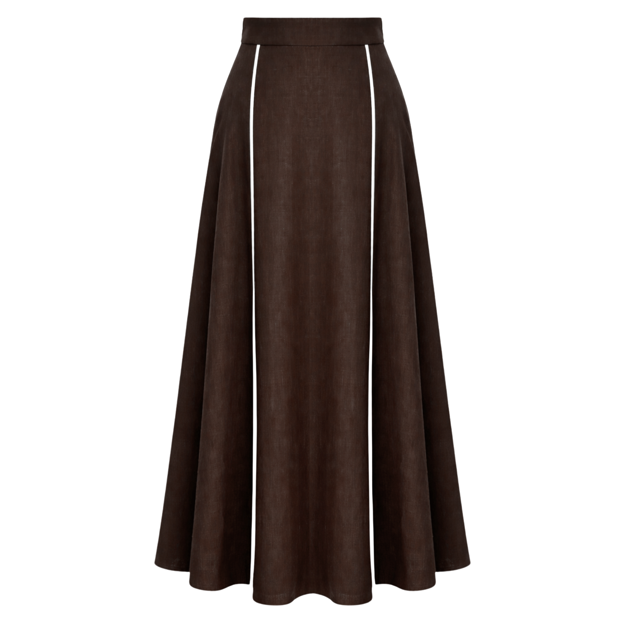 CONTRAST PIPING DETAIL 100% LINEN SET BROWN