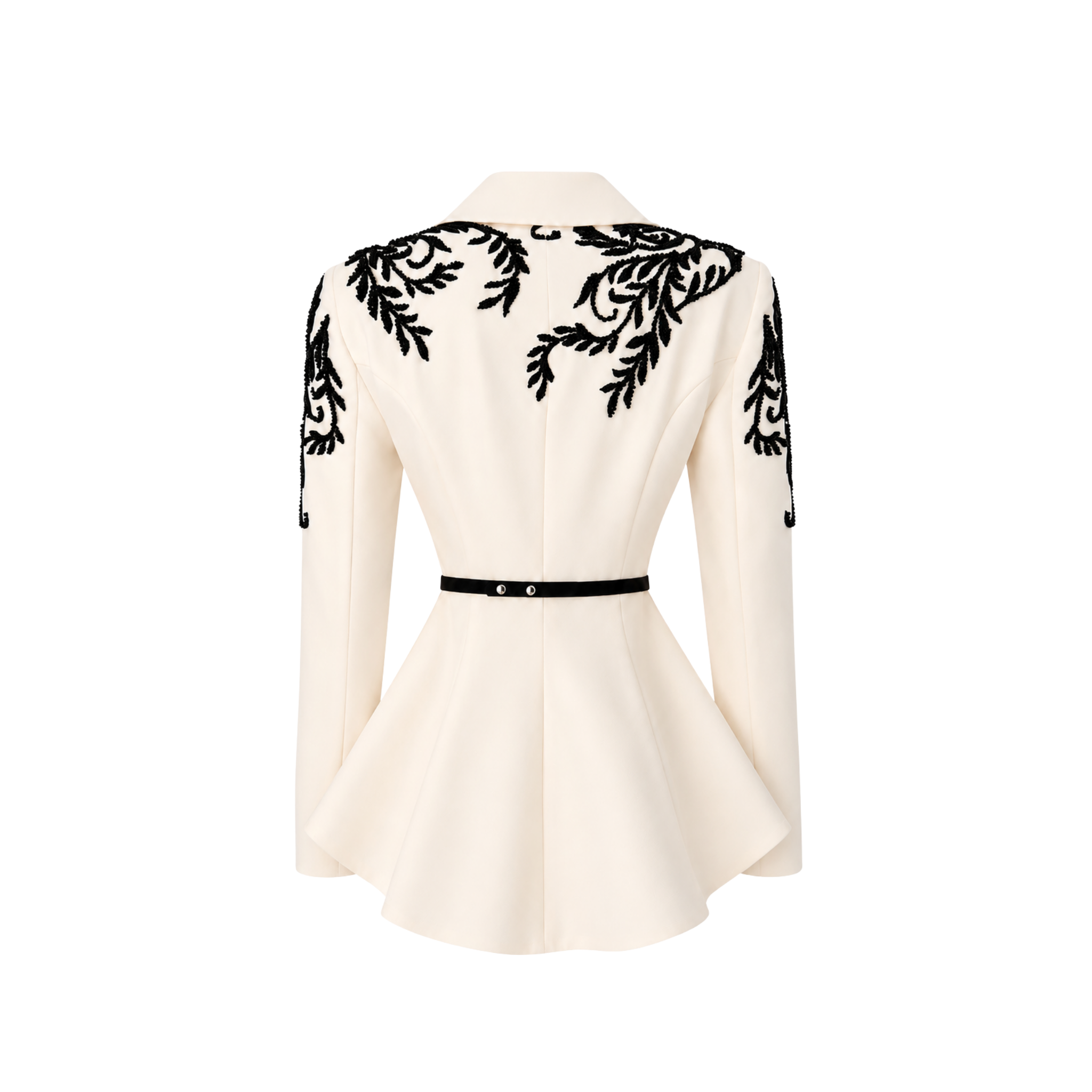 BELT DETAIL EMBROIDERED SHOULDERS SET ECRU
