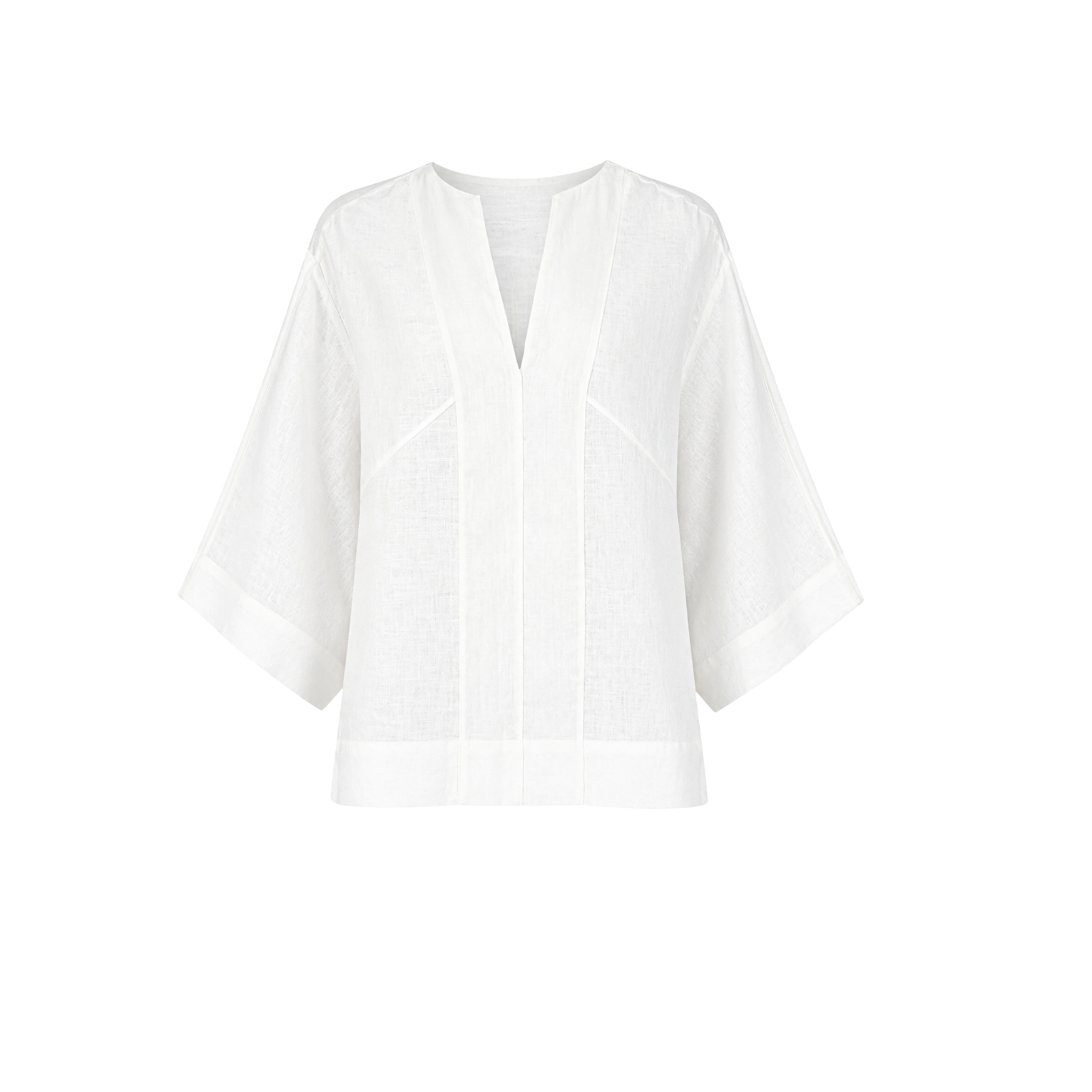 V-NECK OVERSIZED LINEN BLOUSE WHITE
