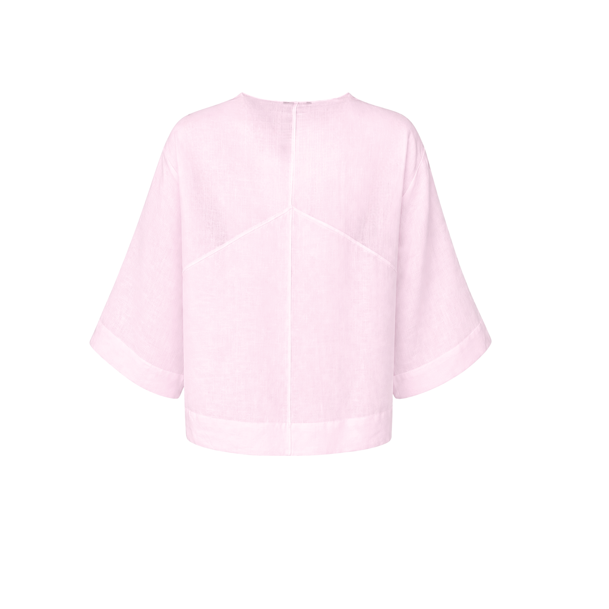 V-NECK OVERSIZED LINEN BLOUSE PINK