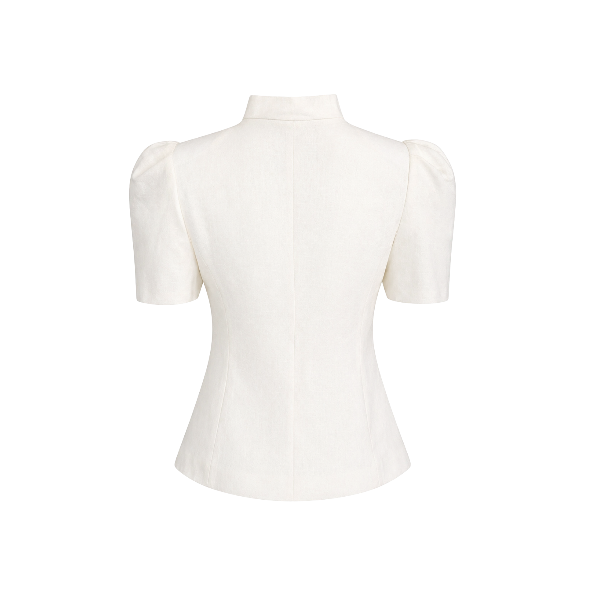 COLLAR AND SLEEVE DETAIL 100% LINEN JACKET ECRU