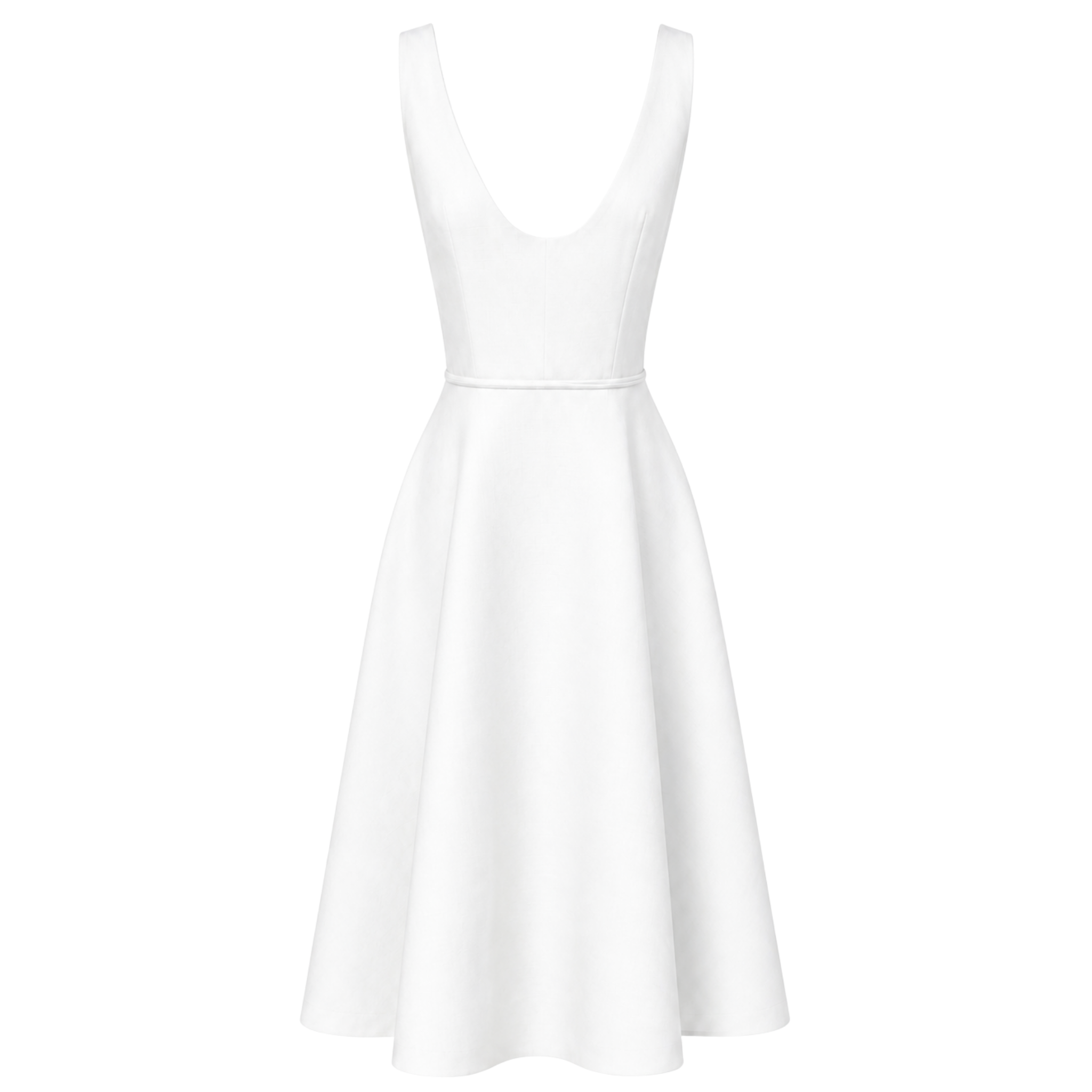 BELT DETAIL CHUNKY STRAPPY 100% LINEN DRESS WHITE