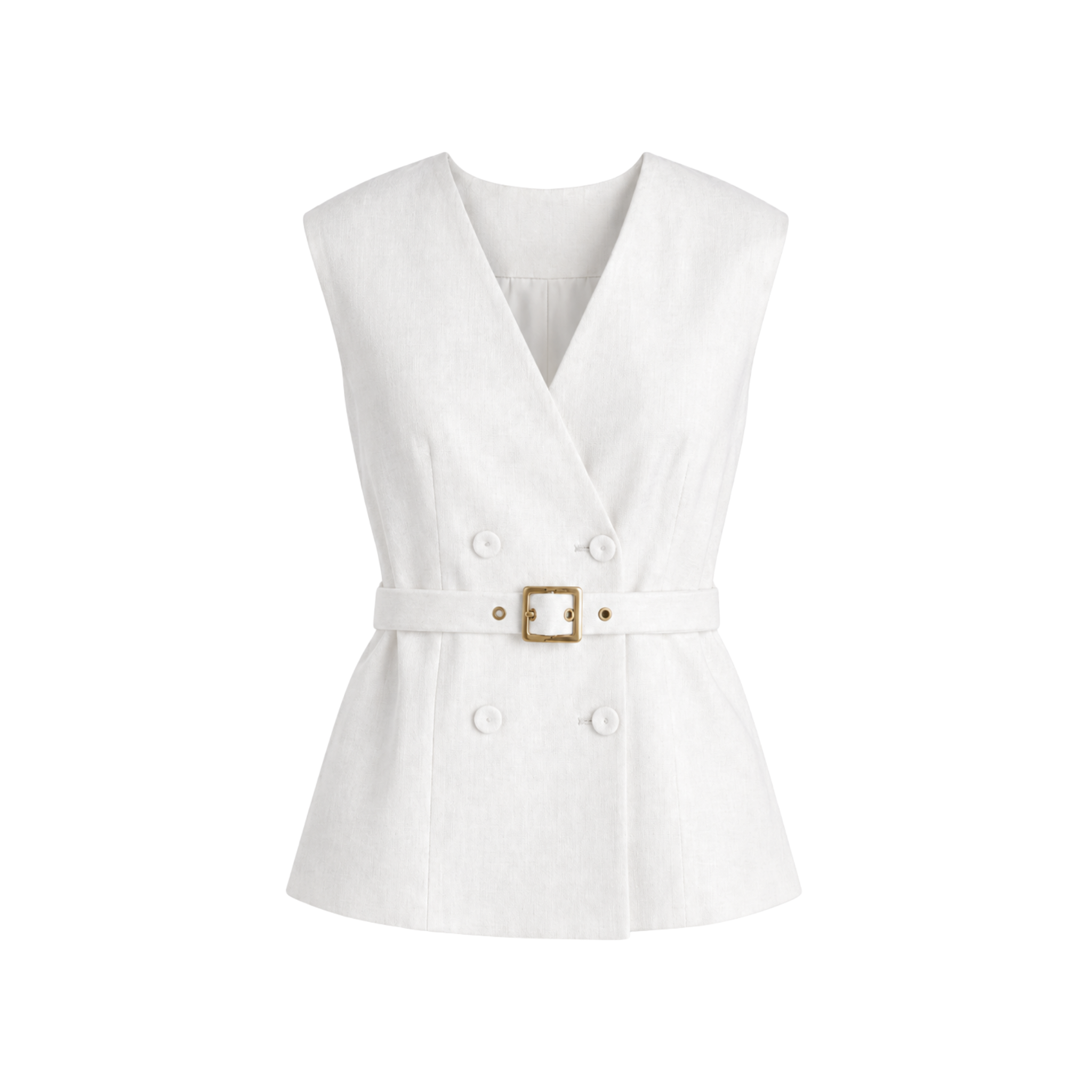 BELT DETAIL 100% LINEN SET WHITE