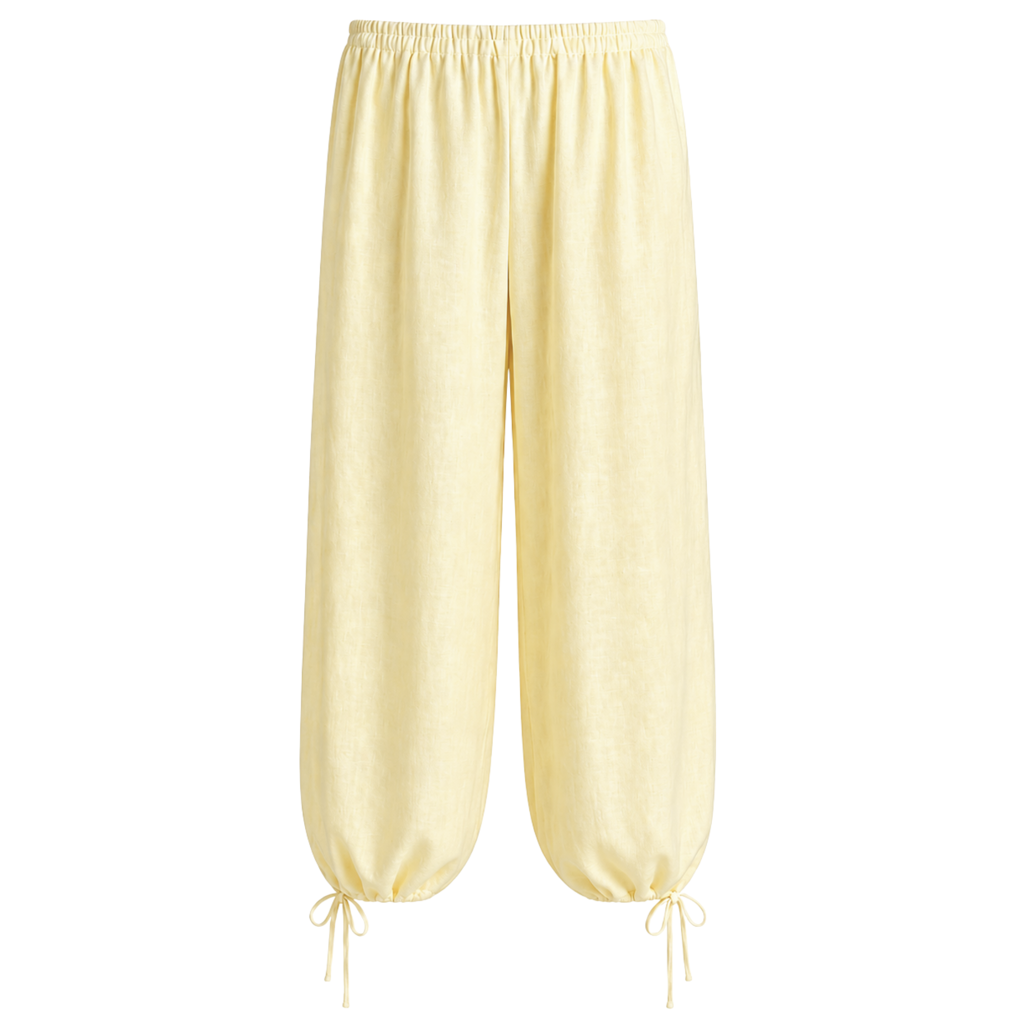 LEG DETAIL 100% LINEN TROUSERS YELLOW