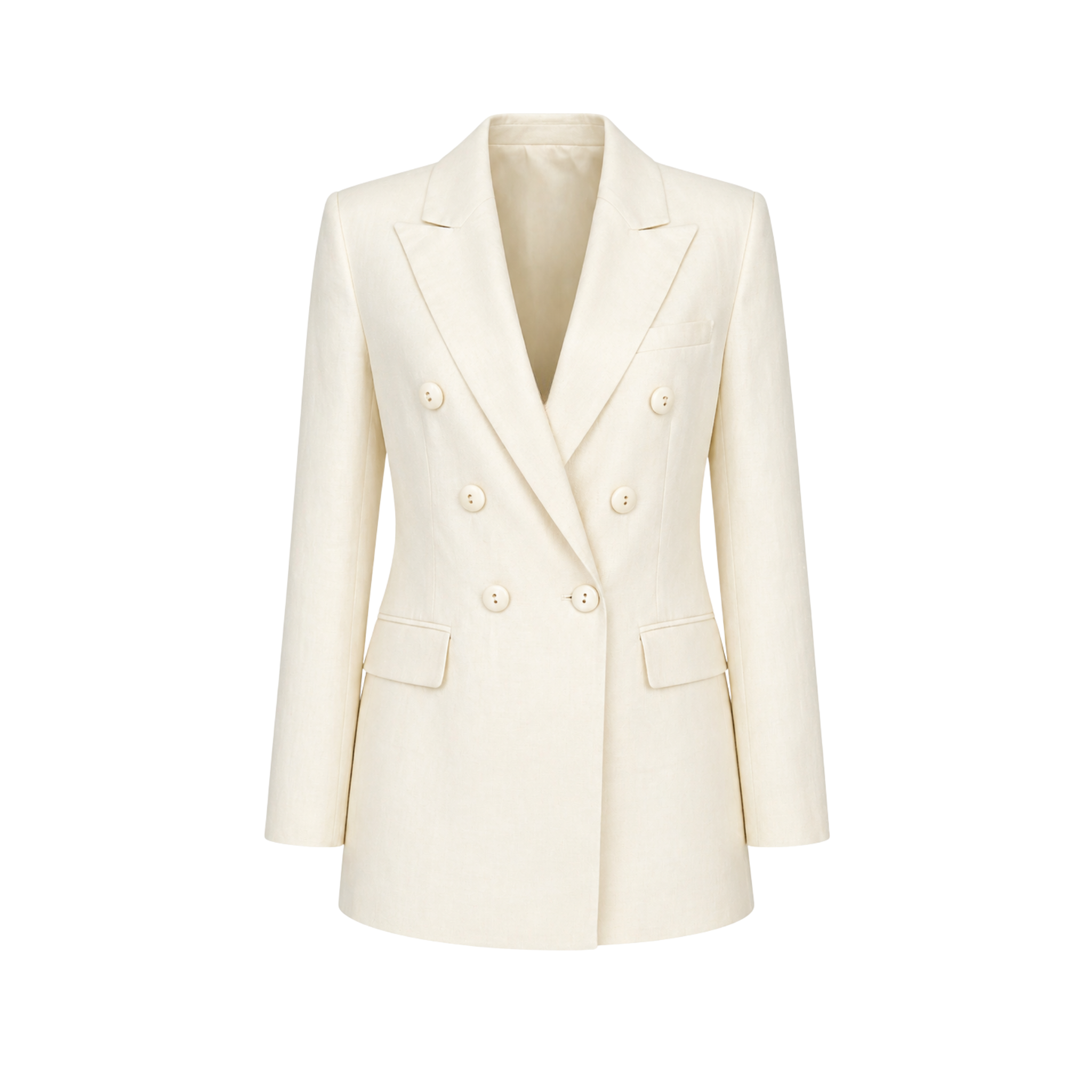 100% LINEN WRAP JACKET AND TROUSERS SET VANILLA