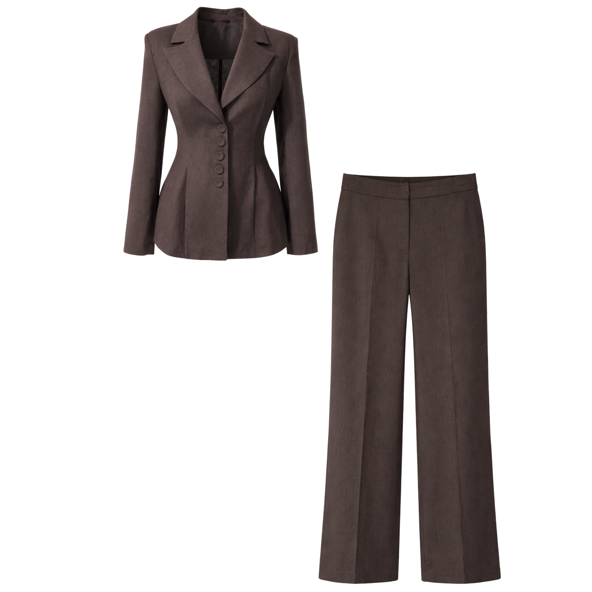 WAIST DETAIL 100% LINEN SET BROWN