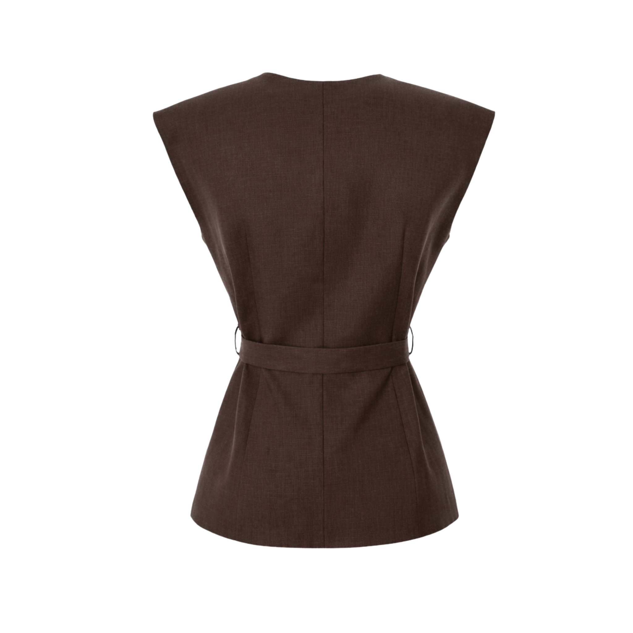 BELT DETAIL 100% LINEN SET DARK BROWN