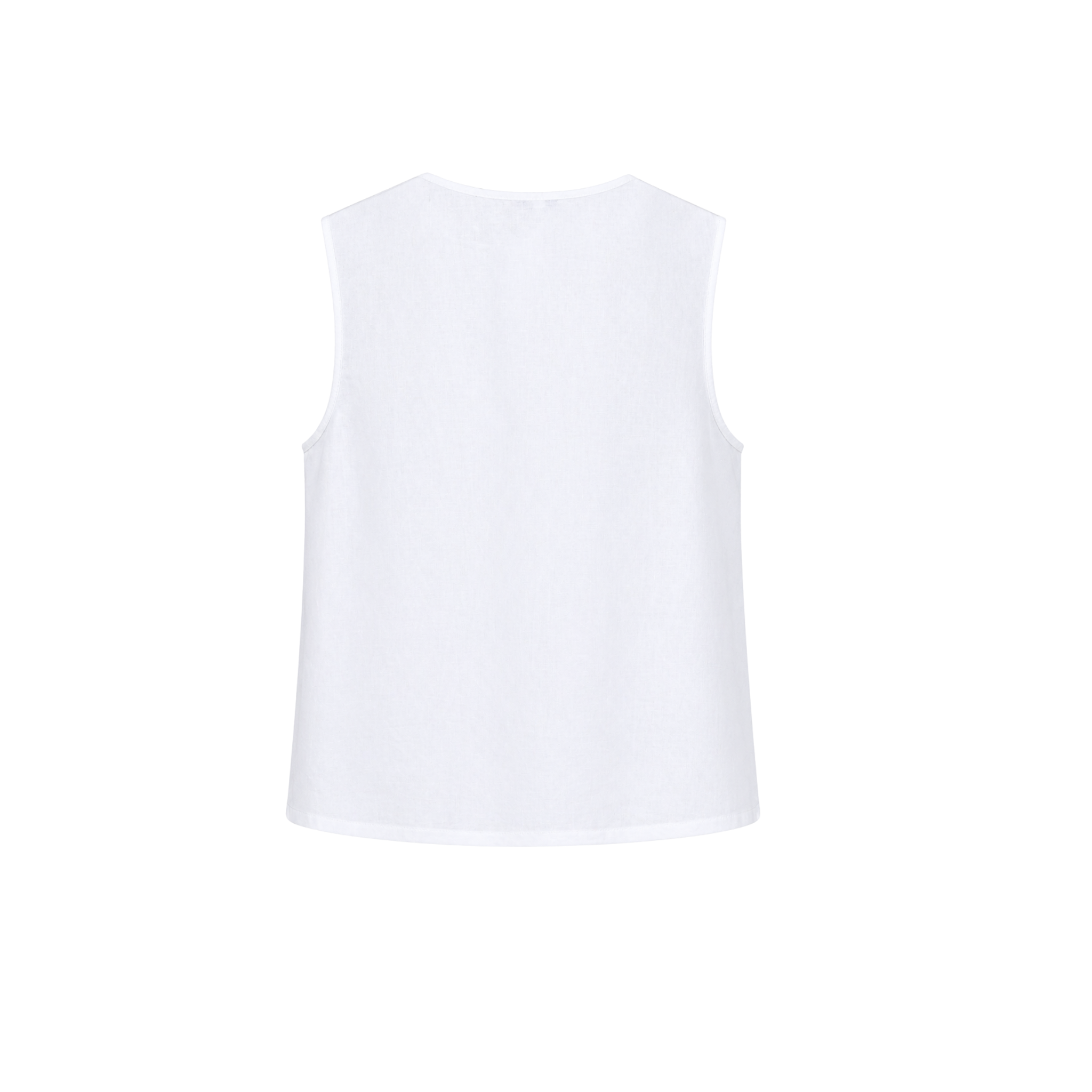 V-NECK KNOT DETAIL 100% LINEN VEST WHITE